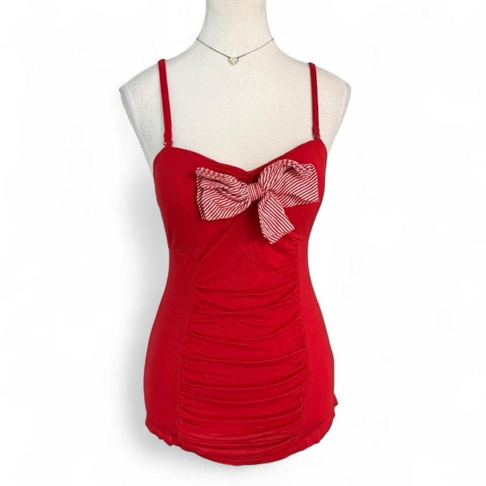 Other Charlotte Russe Y2K Cherry Red Fitted Tank Bow Detail Size M Size M / US 6-8 / IT 42-44 - 3 Thumbnail