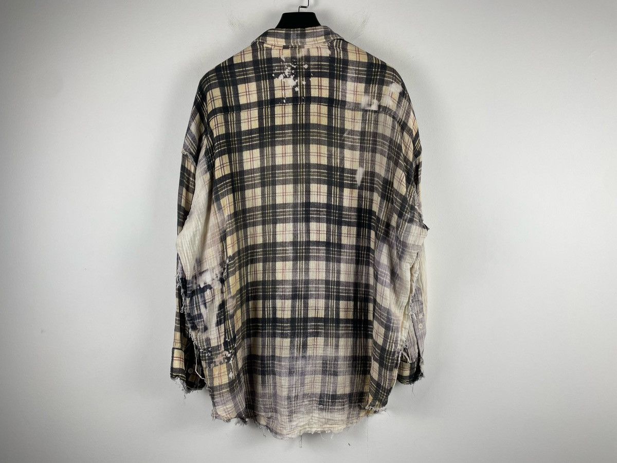 R13 R13 24SS Shredded Seam Bleached Plaid Oversize Flannel Shirt Size US S / EU 44-46 / 1 - 6 Thumbnail