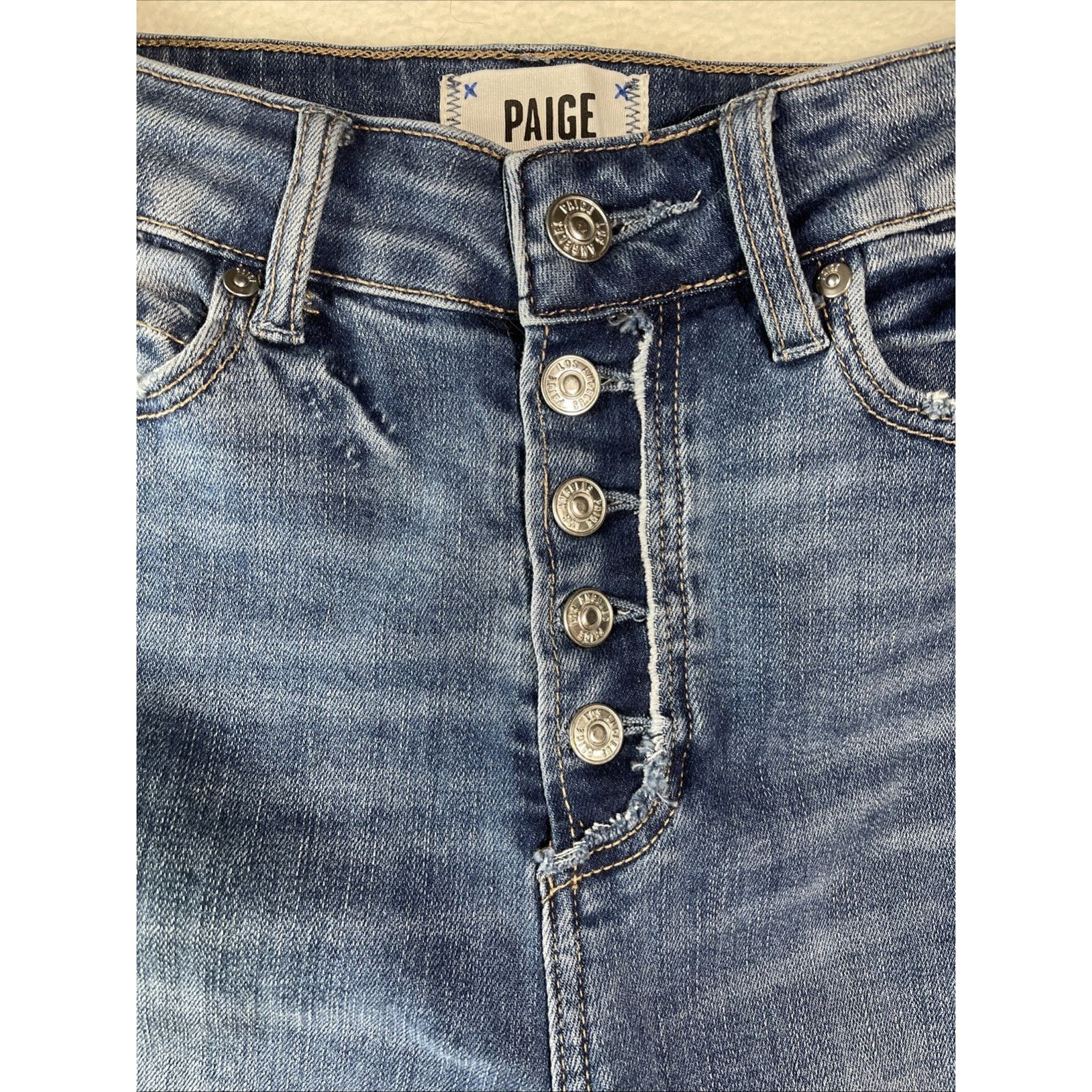 Paige Paige Margot Skinny Frayed Fly Denim Buttonfly Jean Size 25 Size 25" / US 0 / IT 36 - 3 Thumbnail