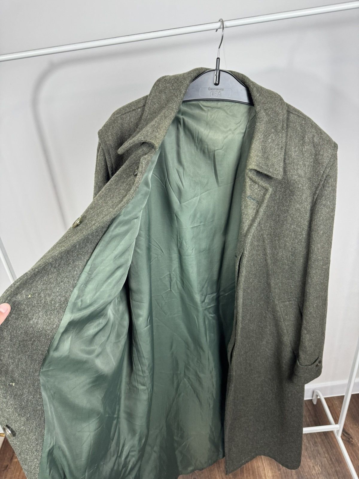 Other Vintage Men’s Olive Wool Overcoat Long Minimal Winter Coat Size US XXL / EU 58 / 5 - 9 Thumbnail