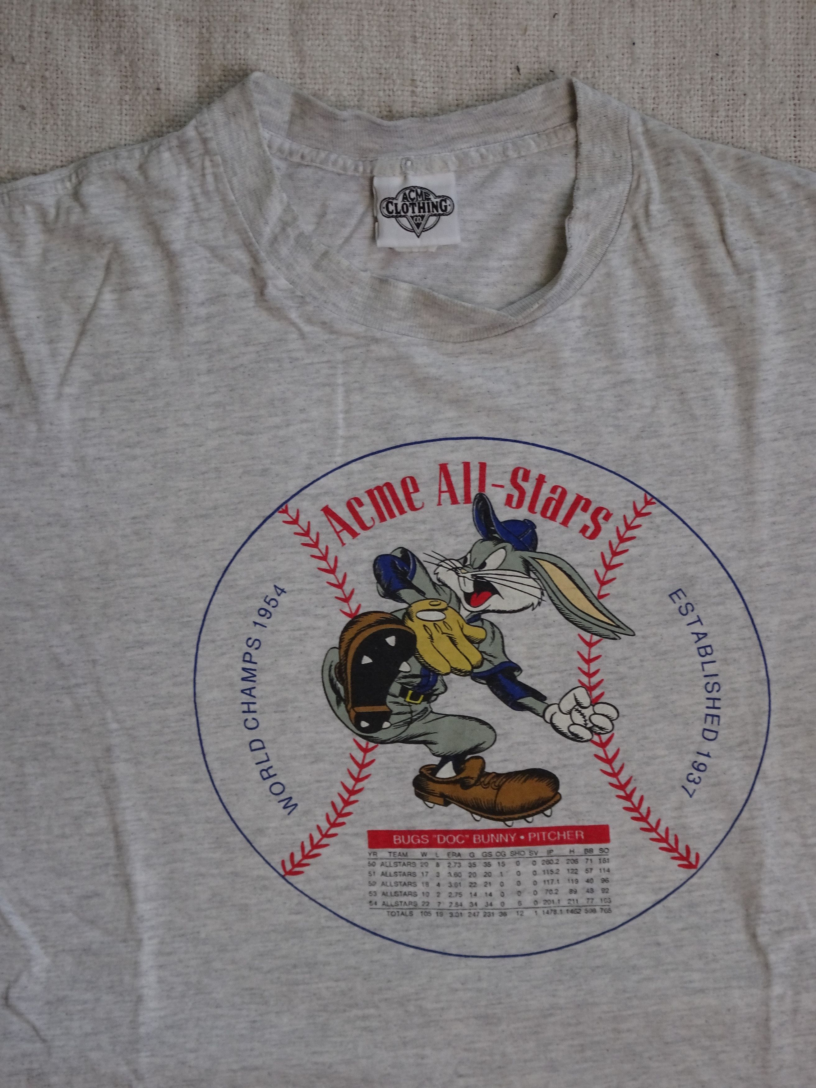 Acme Clothing Vtg '91 Single Stitch Looney Tunes Dodgers Bugs Graphic Tee Size US XL / EU 56 / 4 - 3 Thumbnail
