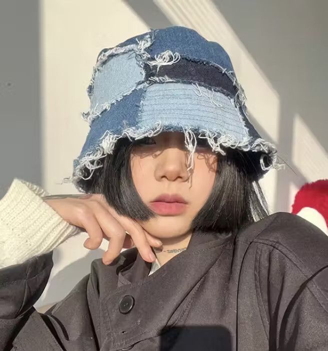 Japanese Brand Patchwork Denim Bucket Hats Size ONE SIZE - 2 Thumbnail