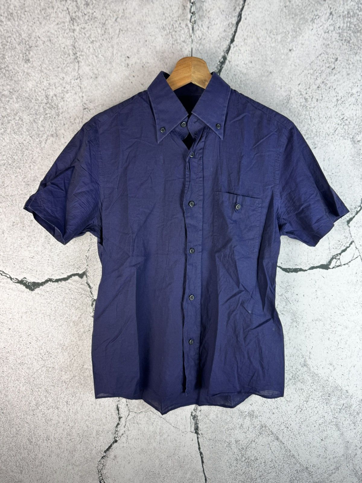 Prada Vintage Prada Blue Short Sleeve Designer Shirt Short Sleeve Size US M / EU 48-50 / 2 - 1 Thumbnail