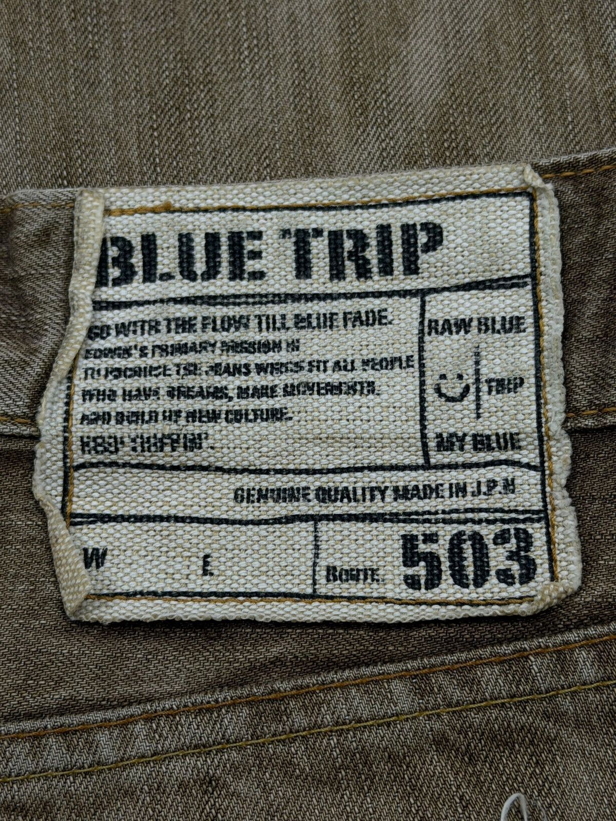 Edwin Vintage EDWIN 503 Blue Trip | Faded Brown Wash | W33 Size US 33 - 11 Thumbnail