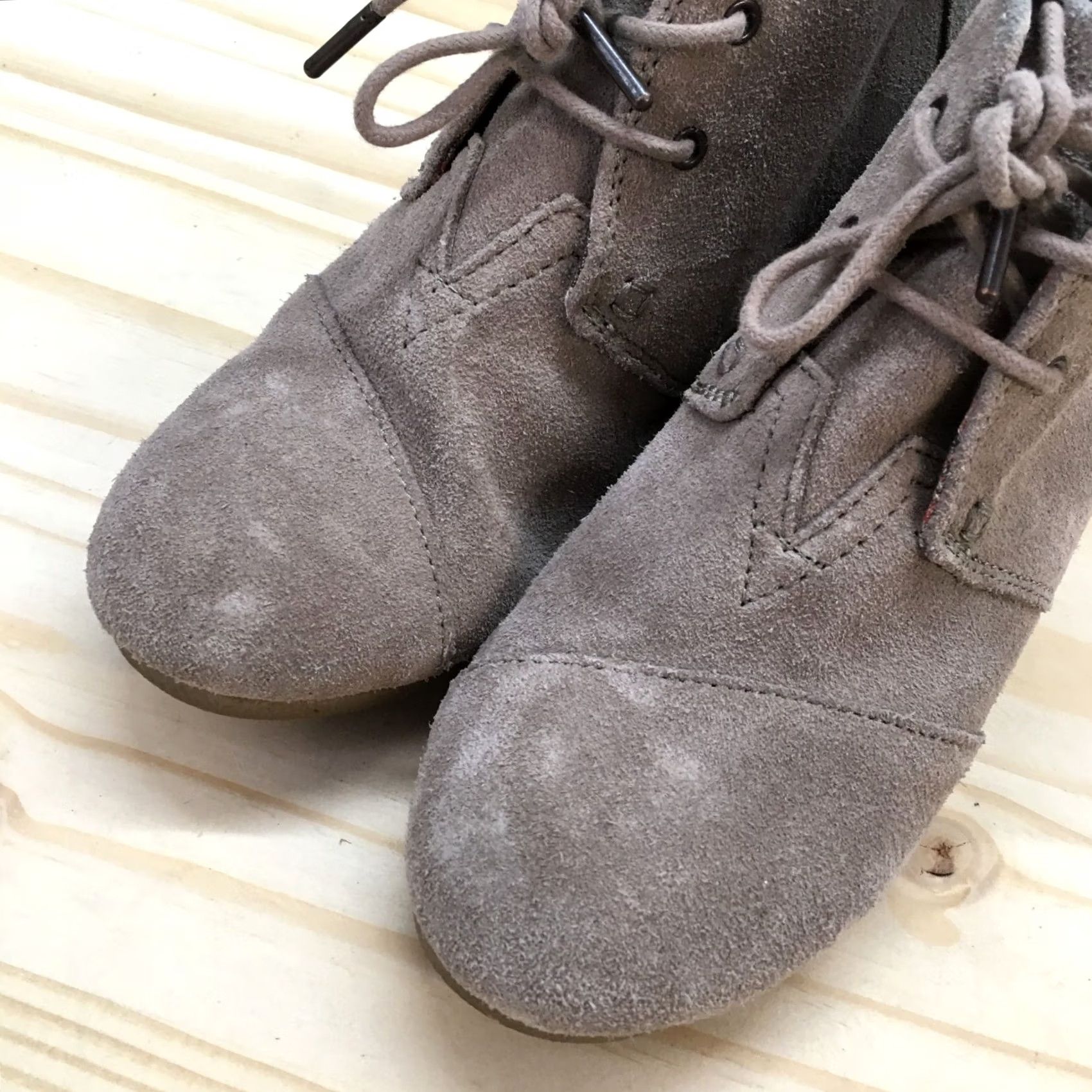 Toms TOMS Desert Wedge Ankle Bootie Womens 8.5 Brown Suede Lace Up Size US 9 / IT 39 - 4 Thumbnail