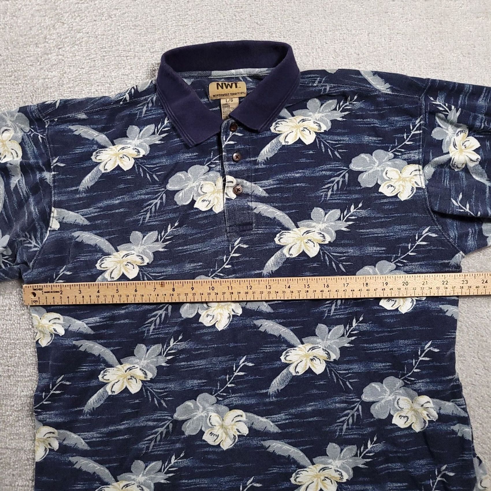 Vintage Northwest Territory Naturals Blue Hawaiian Polo Shirt Mens L Short Sleeve Size US L / EU 52-54 / 3 - 3 Thumbnail