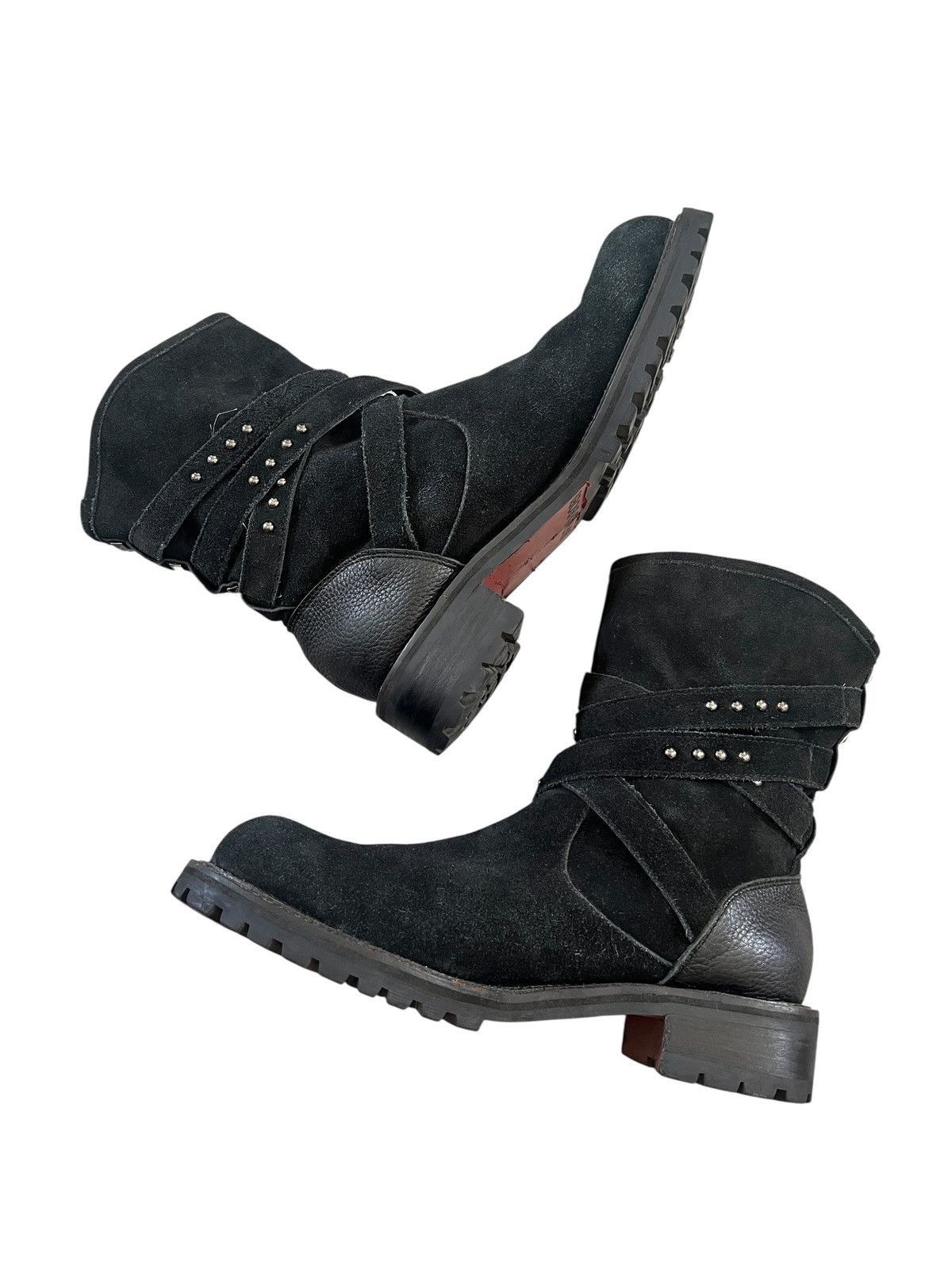 Buffalo Bobs Studded Suede Leather Strap Boots