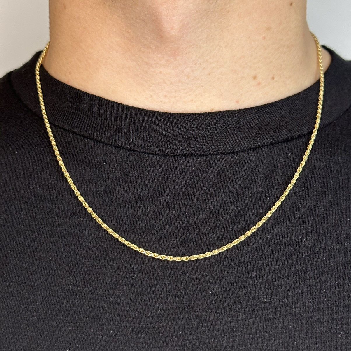 Jewelry Gold Chain 14k Gold Vermeil Rope Chain 2mm 20 Inches Size ONE SIZE - 1 Thumbnail