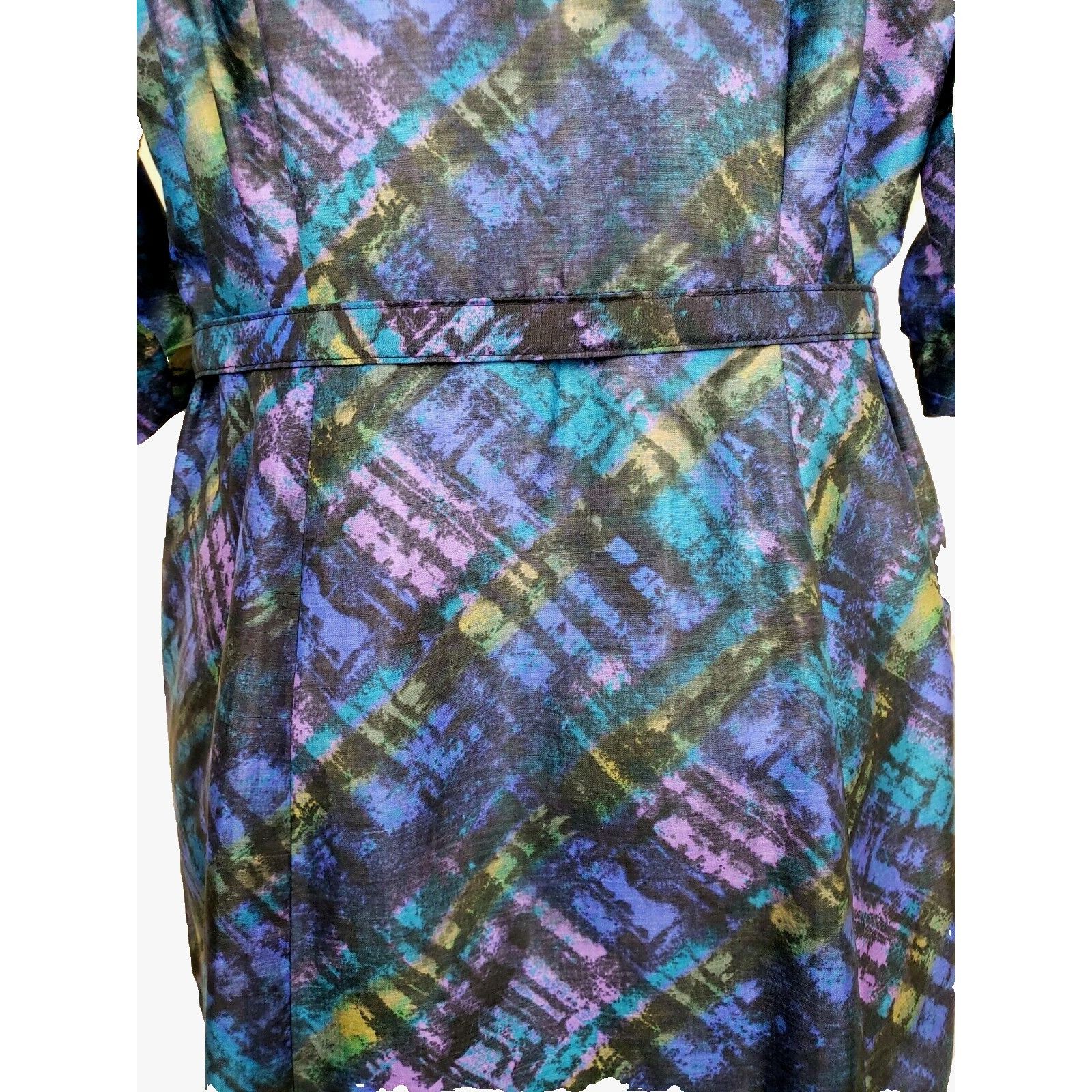 Other Vtg Career Dress Sz 16 Volump Belted Brutalist Peacock Blue Size M / US 6-8 / IT 42-44 - 11 Thumbnail