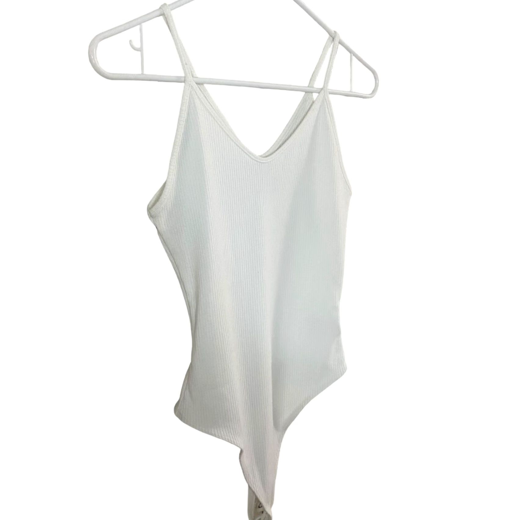 American Eagle Outfitters American Eagle Bodysuit Women Small White V-Neck Ribbed Casual Comfort Fit Size S / US 4 / IT 40 - 3 Thumbnail