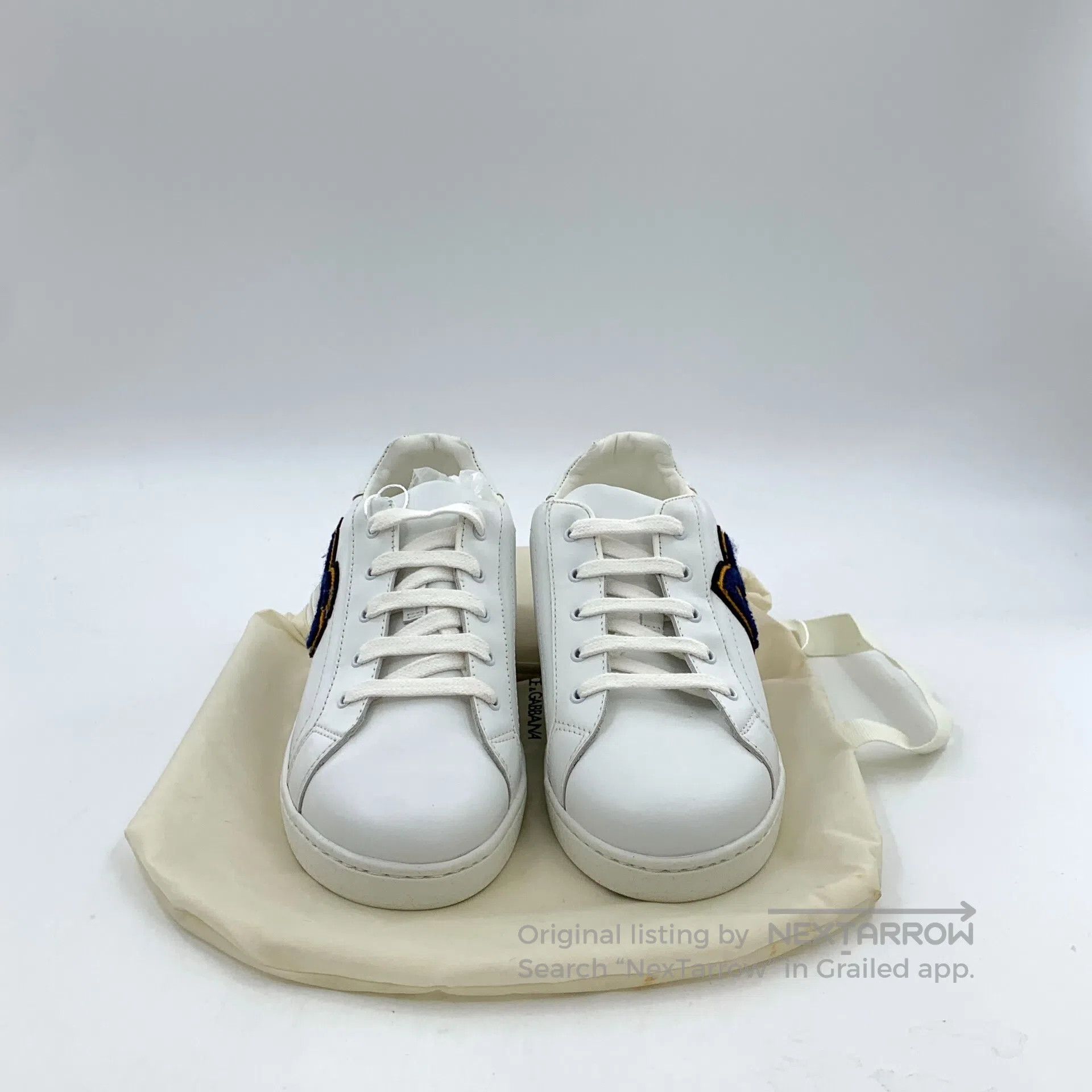 Dolce & Gabbana Dolce Gabbana White Logo Letter Flock Lace-Up Casual Flat Size US 5.5 / IT 35.5 - 8 Thumbnail