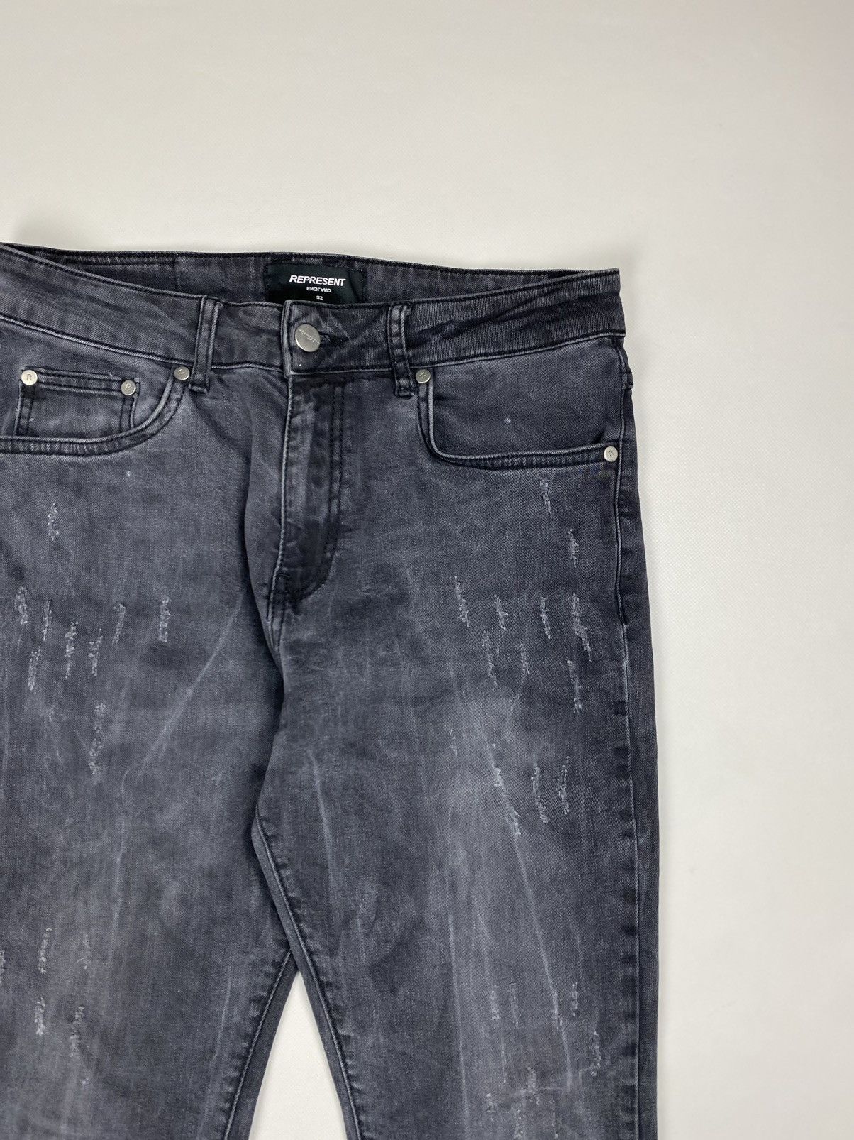 Represent Clo. Represent men’s Repaired Distressed Skinny Denim Jeans Size US 32 / EU 48 - 7 Thumbnail