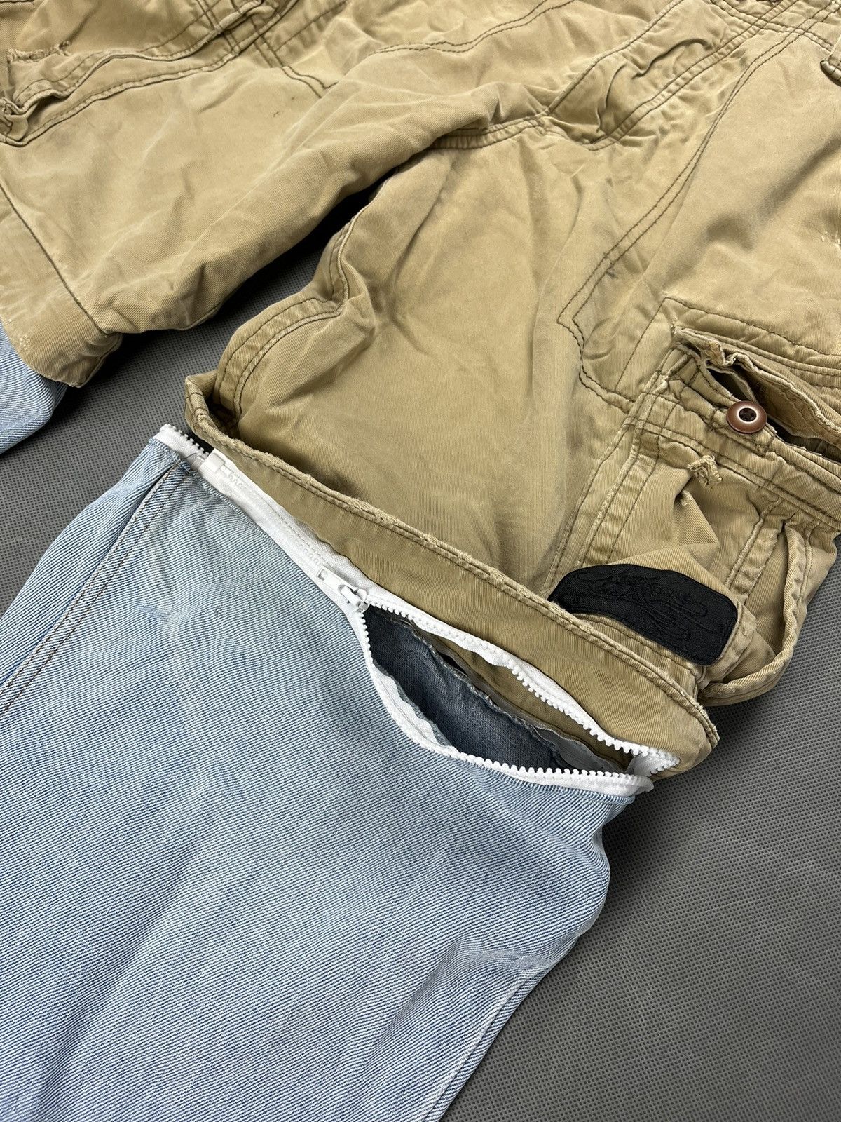Handmade Custom transformer distressed cargo jeans pants+shorts grung Size US 36 / EU 52 - 8 Thumbnail