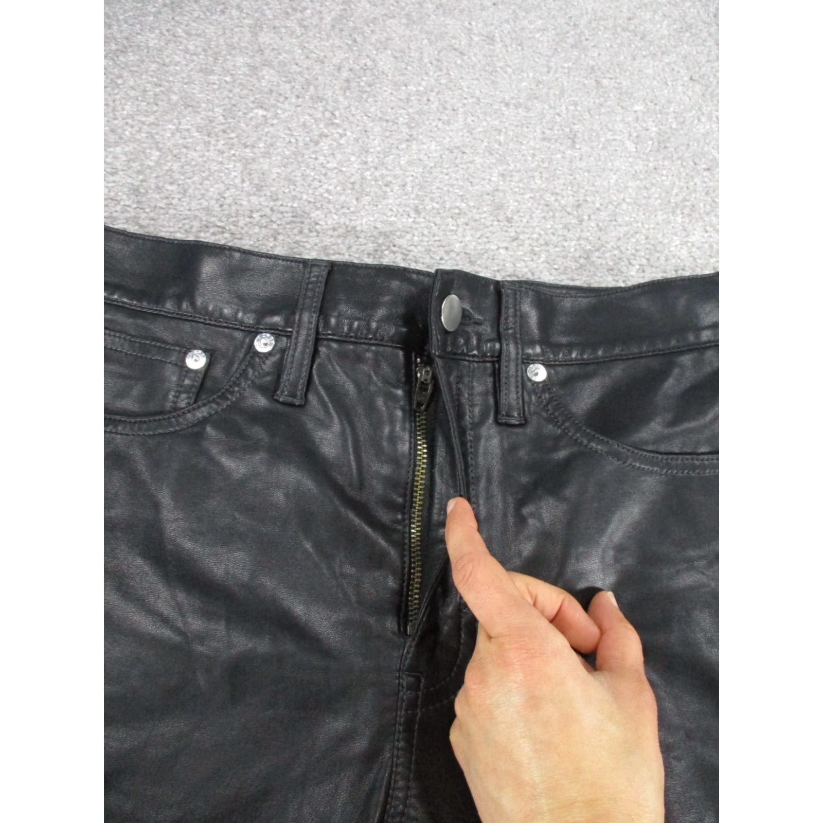J.Crew J.CREW Pants Womens 27 Black Faux Leather Classic Straight NEW Dress Pants Women Size 27" / US 4 / IT 40 - 3 Thumbnail