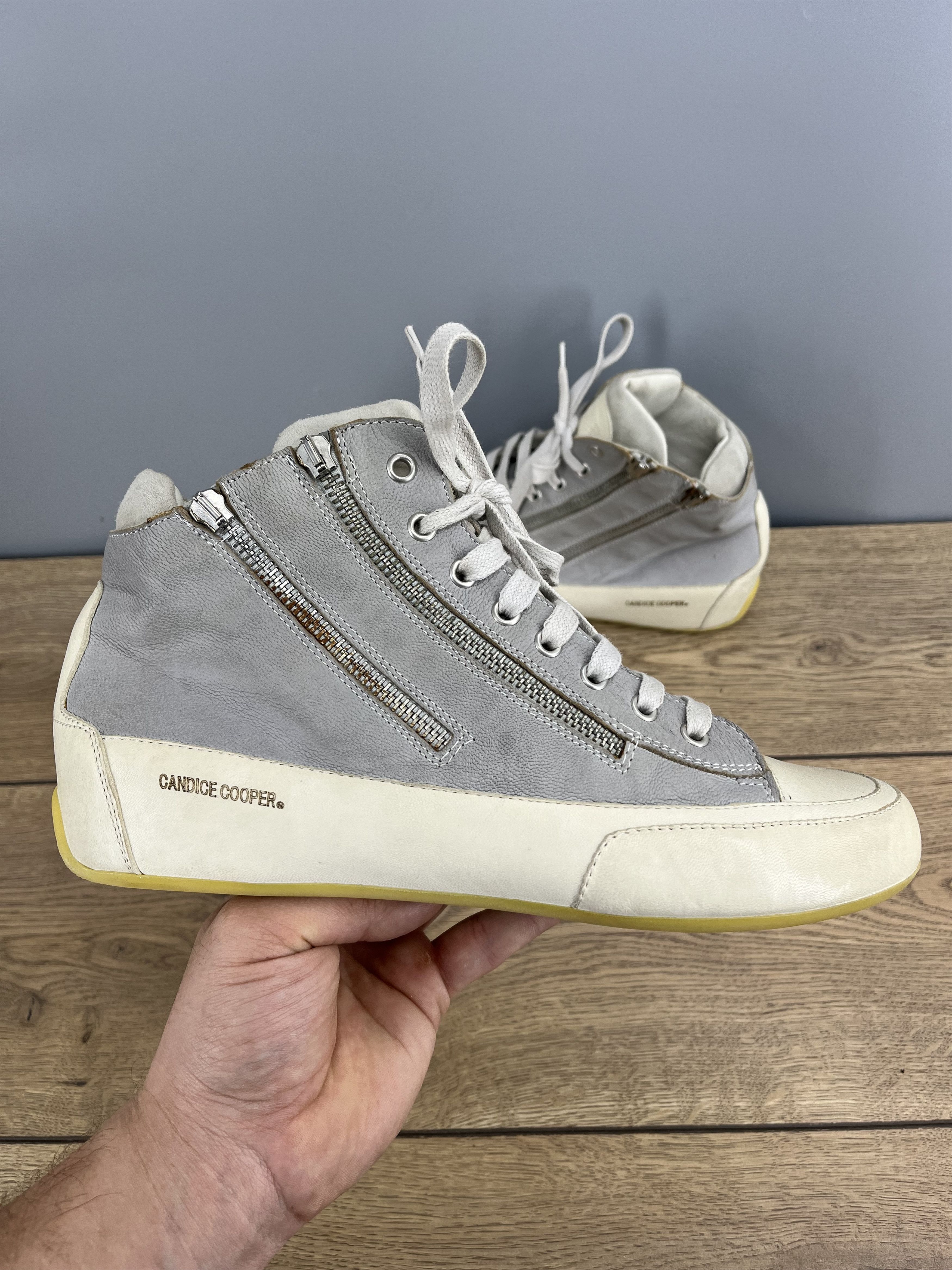 Vintage Candice Cooper Hi-Top Leather Sneakers EU 41 Gray Size US 9.5 / IT 39.5 - 2 Thumbnail