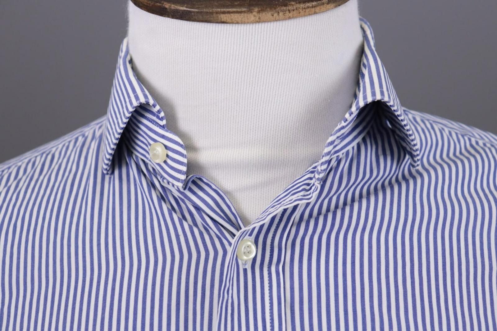 Designer Men Boggi Milano Blue Stripe Button Up Shirt Size 38 Size US M / EU 48-50 / 2 - 4 Thumbnail