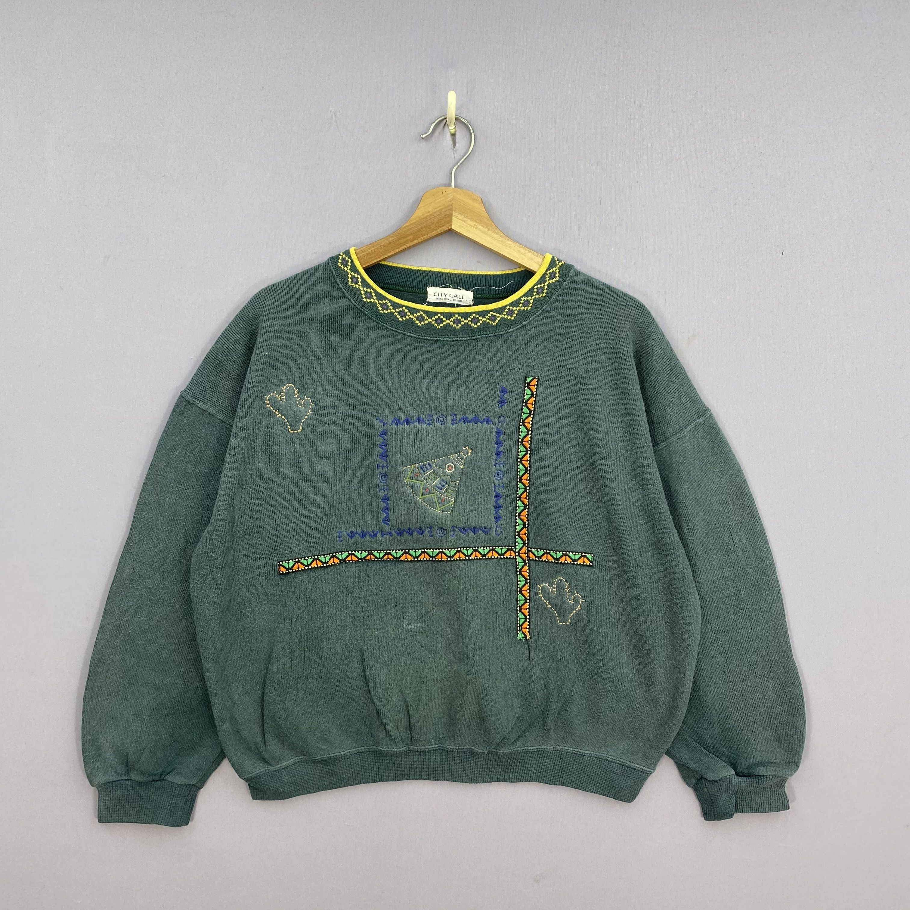 Japanese Brand Vintage City Call Sweater Embroidered Novelty Art Jumper Size US L / EU 52-54 / 3 - 2 Thumbnail