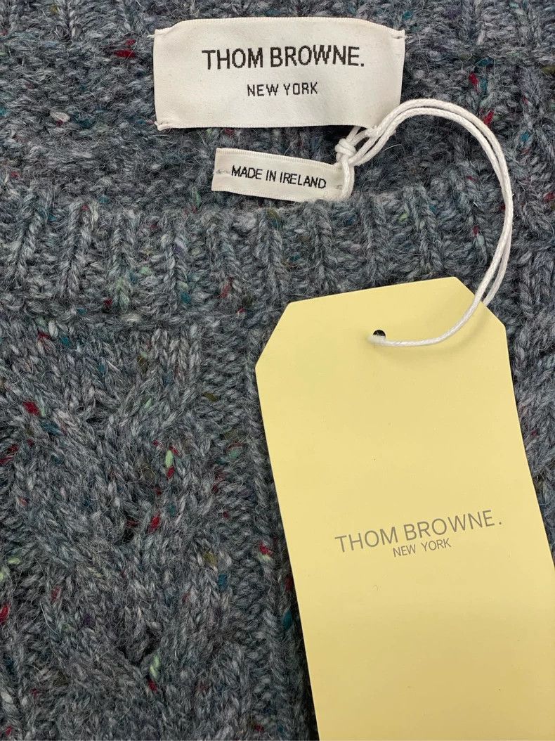Thom Browne Thom browne Blue-gray four-striped knitted round-neck wool Size US XXL / EU 58 / 5 - 5 Thumbnail