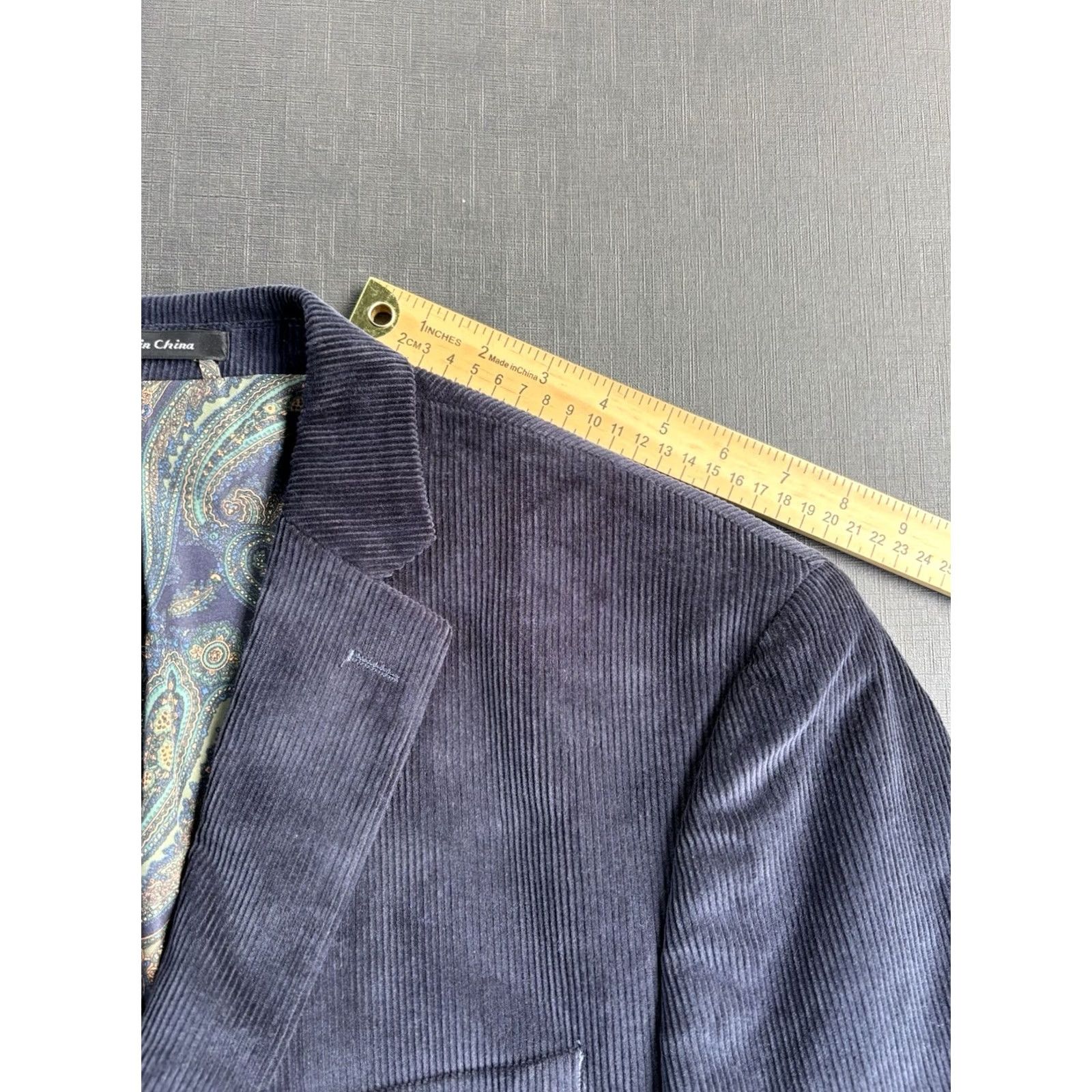 Ralph Lauren VINTAGE Ralph Lauren Men’s Sport Coat Jacket Blue Corduroy 44L 100% Cotton Chest 44 Big & Tall Mens Blazer Paisley Inlay Size 44R - 5 Thumbnail