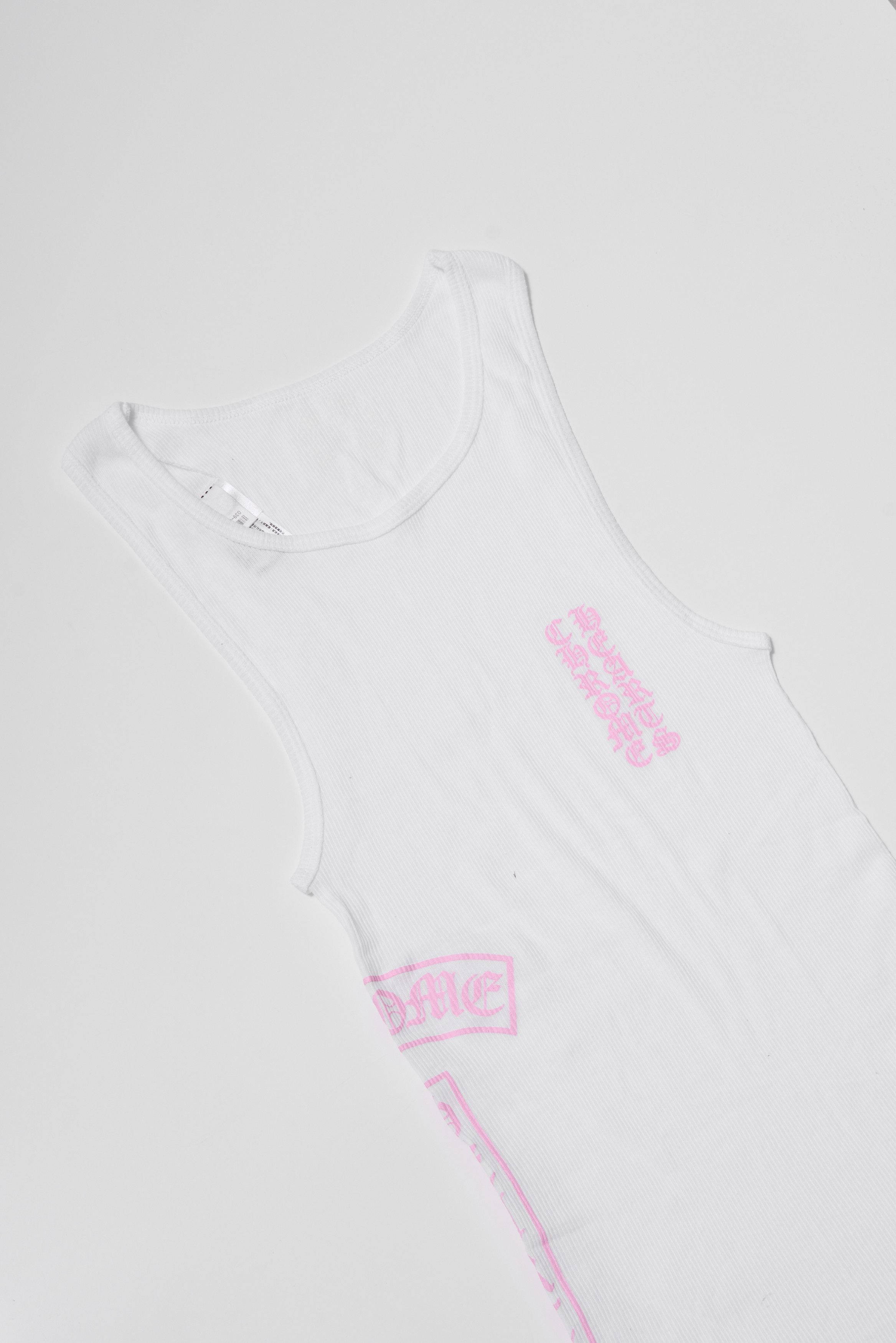 CHROME HEARTSクロムハーツ タンクトップwhite/pink Chrome Hearts T Bar Rib Tank White/Pink Men's - FW25 - US