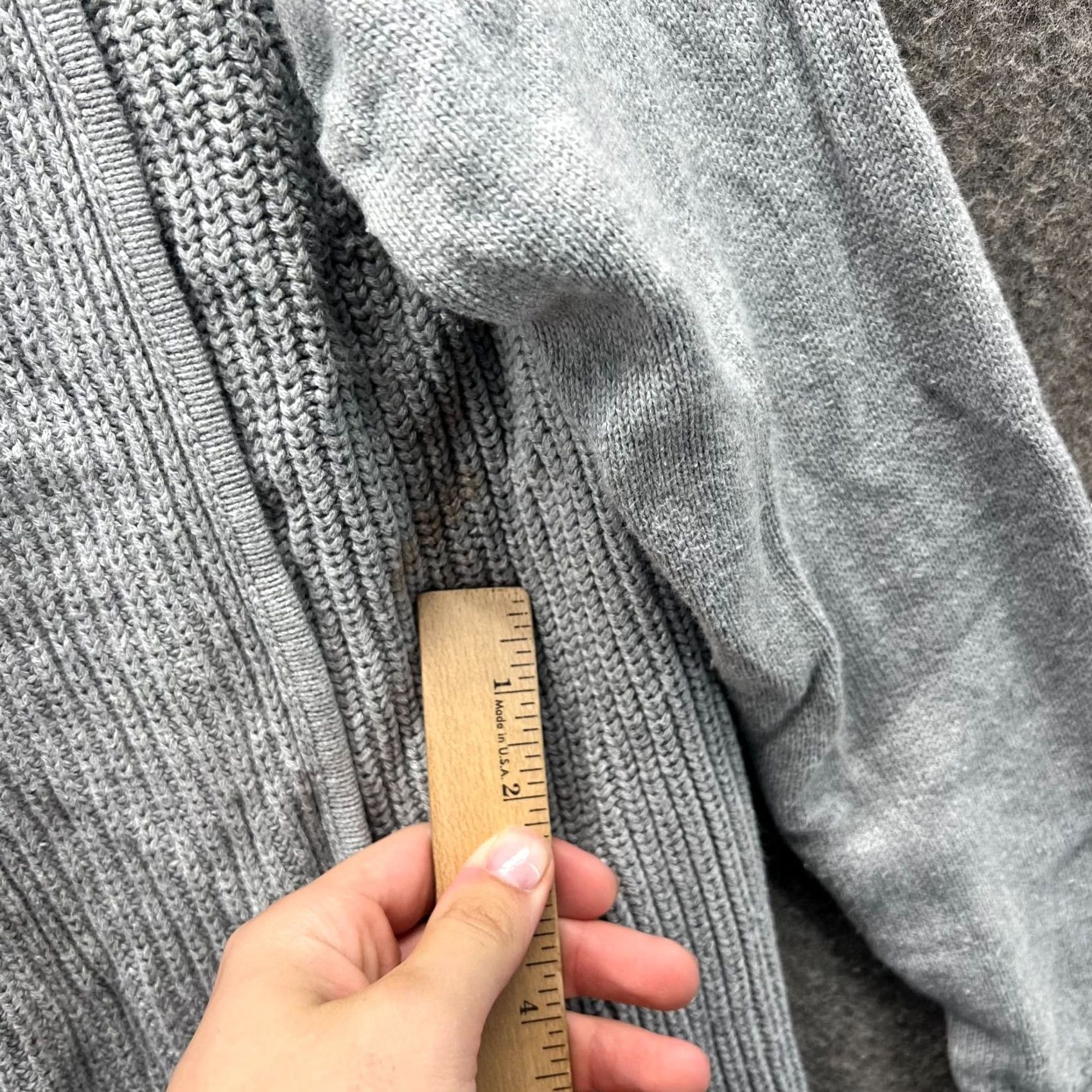 Vintage L.L. Bean Cardigan Womens Large Gray Open Front Cotton Blend Knit Jacket Cardigan Open Front Ribbed Knit Casual Size L / US 10 / IT 46 - 7 Thumbnail
