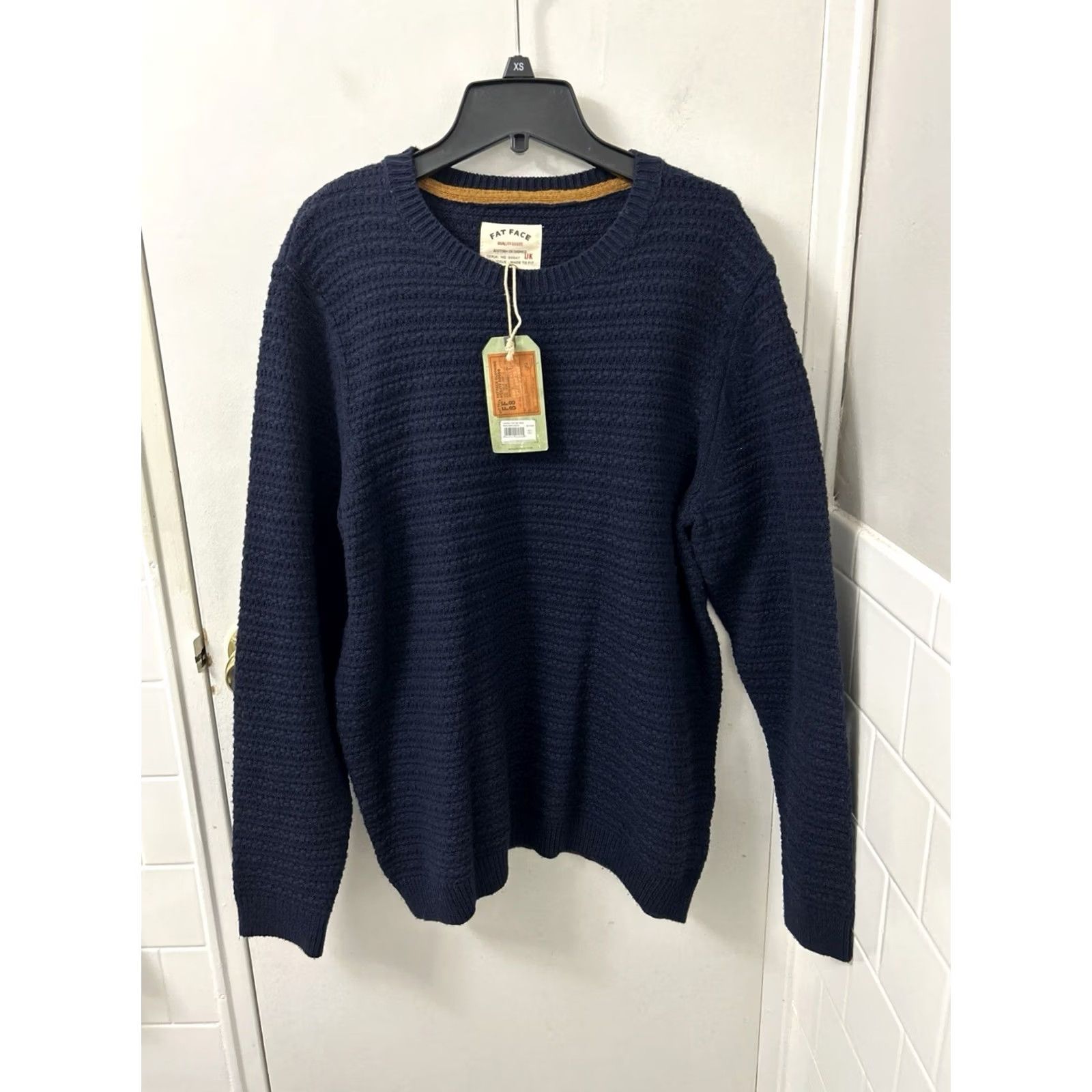 FatFace Fat Face Sweater Mens L Blue Wool Lanhill Texture Crewneck NWT Size US L / EU 52-54 / 3 - 2 Thumbnail