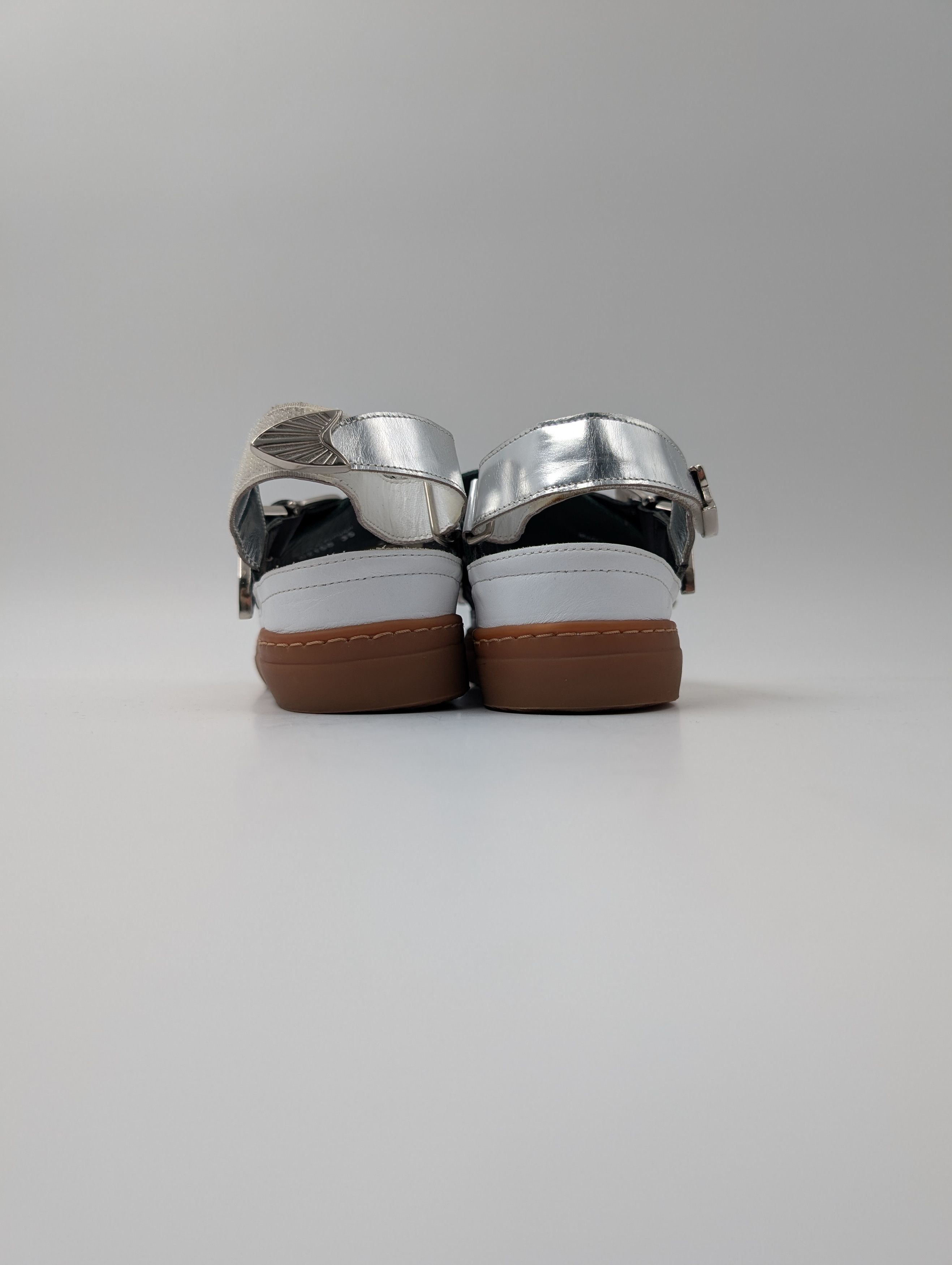 Toga Pulla Green And Silver Open-Toed Shoes With Iconic Detail Size US 5 / IT 35 - 6 Thumbnail