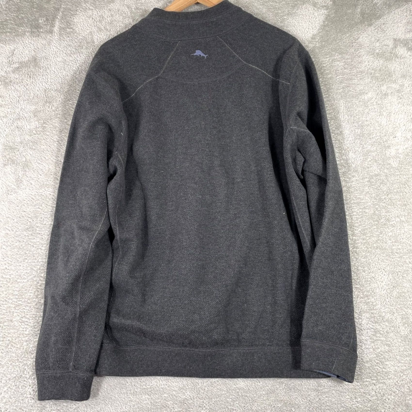 Tommy Bahama Tommy Bahama Mens Medium Gray Blue Cotton Reversible Quarter Zip Pullover Sweater Size US M / EU 48-50 / 2 - 2 Thumbnail