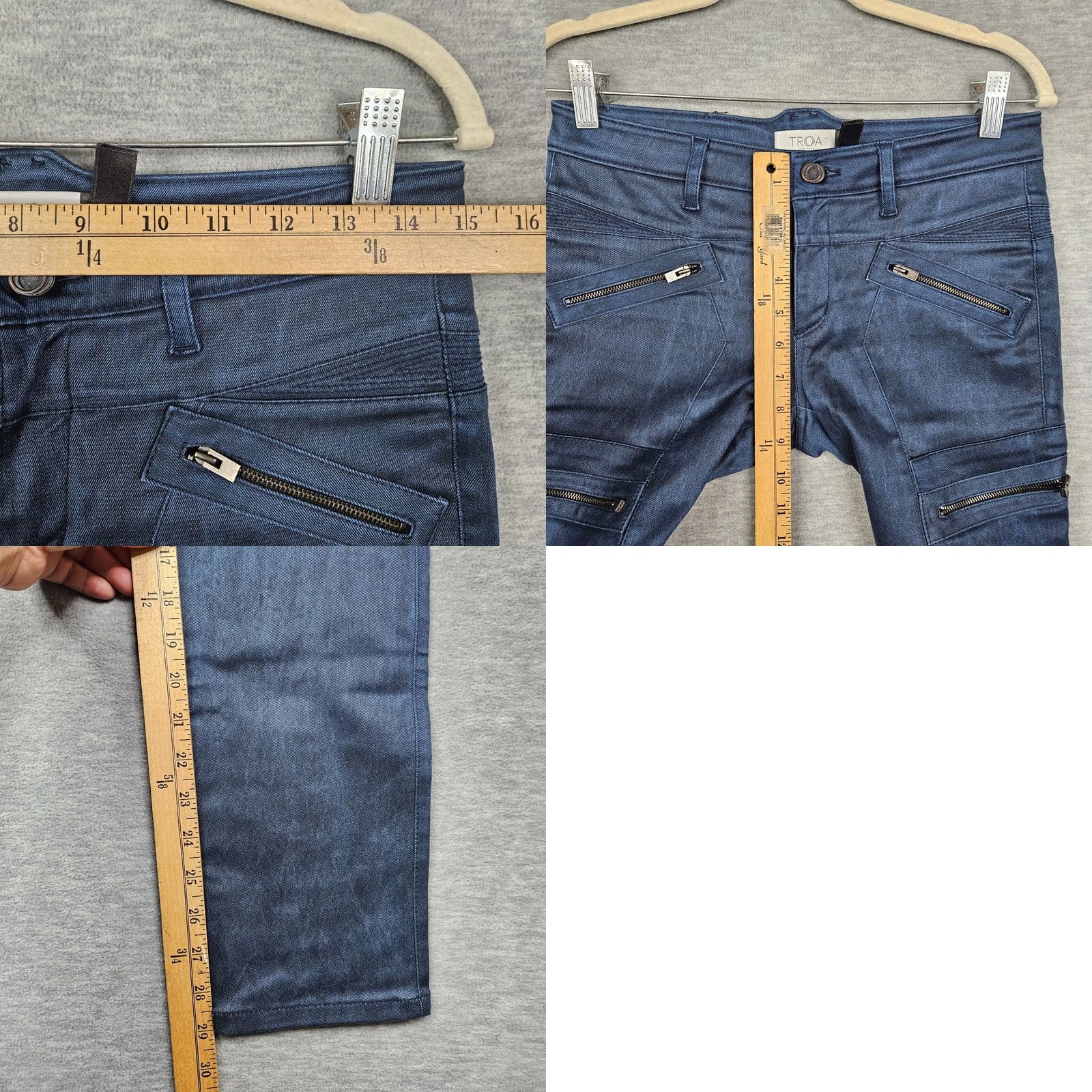 ROA Troa New York Cigarette Mid Rise Electric skinny moto jeans Size 27 Size 27" / US 4 / IT 40 - 9 Thumbnail