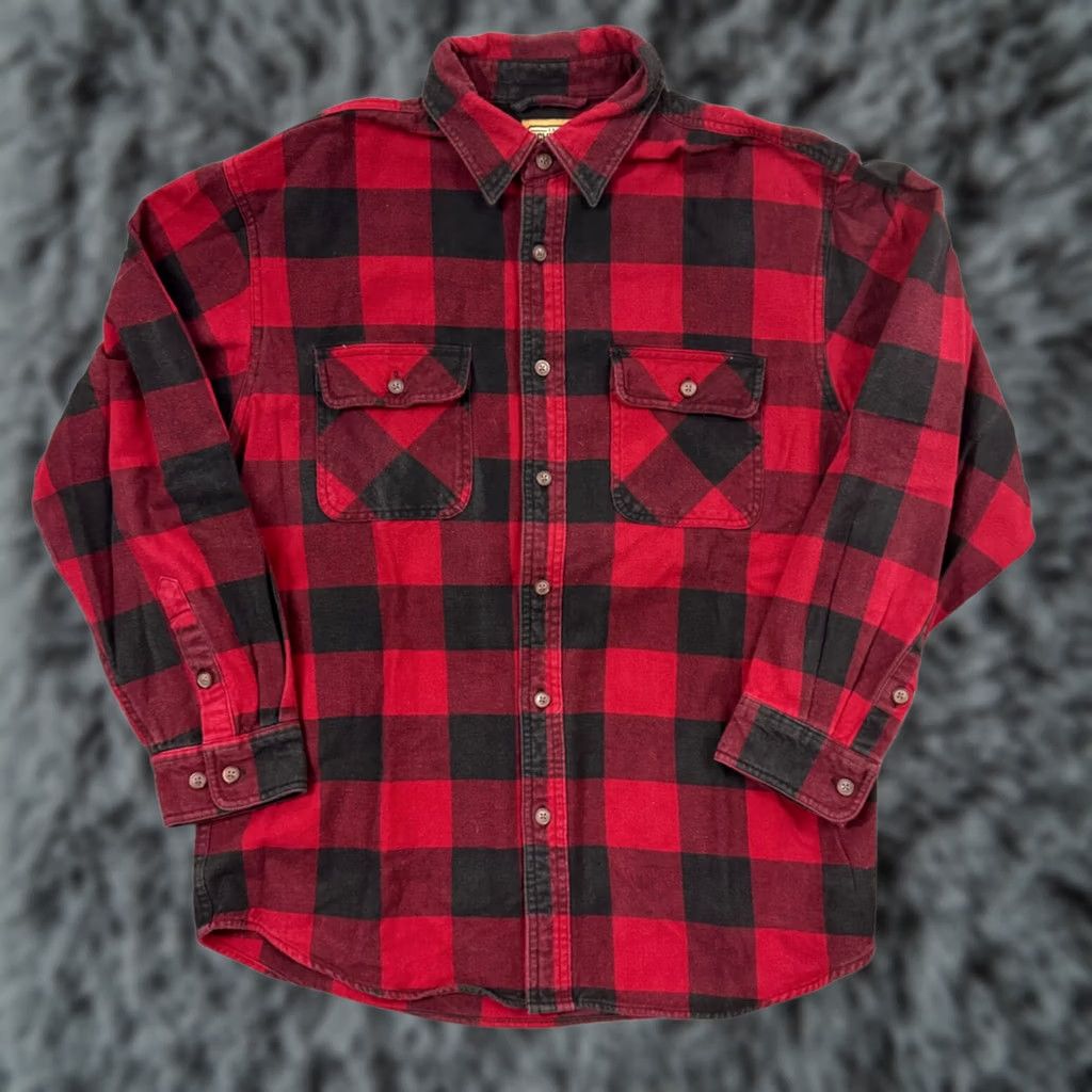 Vintage C.E. Schmidt Shirt Mens Medium Red Button Plaid Long Sleeve Flannel Workwear Size US M / EU 48-50 / 2 - 1 Thumbnail