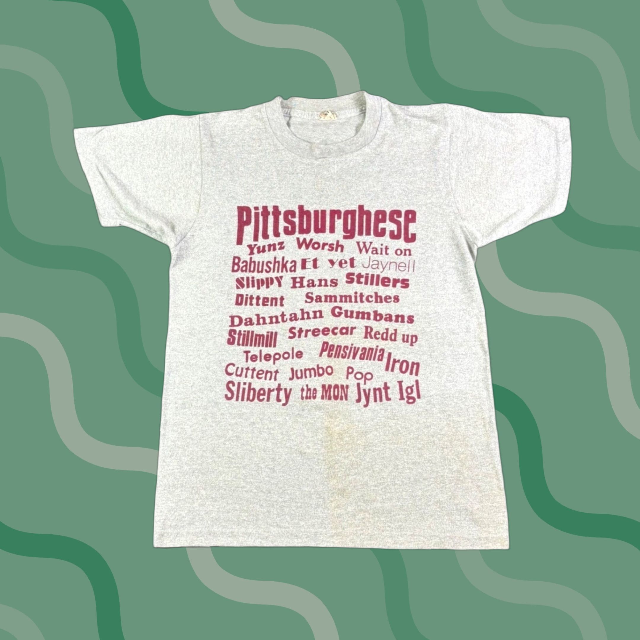 Vintage VINTAGE Pittsburghese T-Shirt Heather Gray Slang Graphic Tee Small Pittsburgh Men Gray 1980s Graphic Tee S Mens Grunge Short Sleeve Authentic Original Size US S / EU 44-46 / 1 - 1 Thumbnail