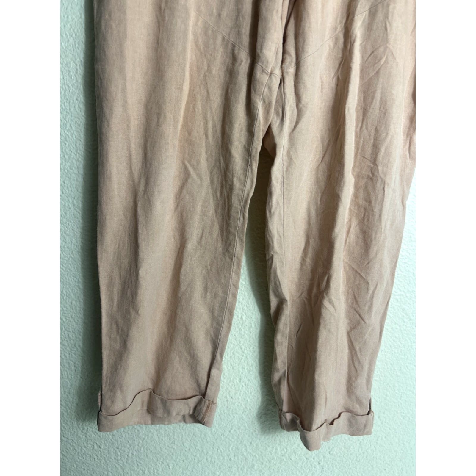 Pinko Sincerely Jules Womens Pants Drawstring Linen Rayon Pink Chino Large 36x28 Mens Womens Boys Girls? Size 36" / US 14 / IT 50 - 2 Thumbnail