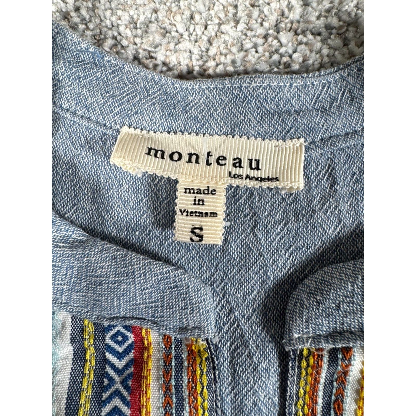 Vintage Monteau Dress Womens Small Cottagecore Prairie Geometric Embroidered Flowy Boho Size S / US 4 / IT 40 - 4 Thumbnail
