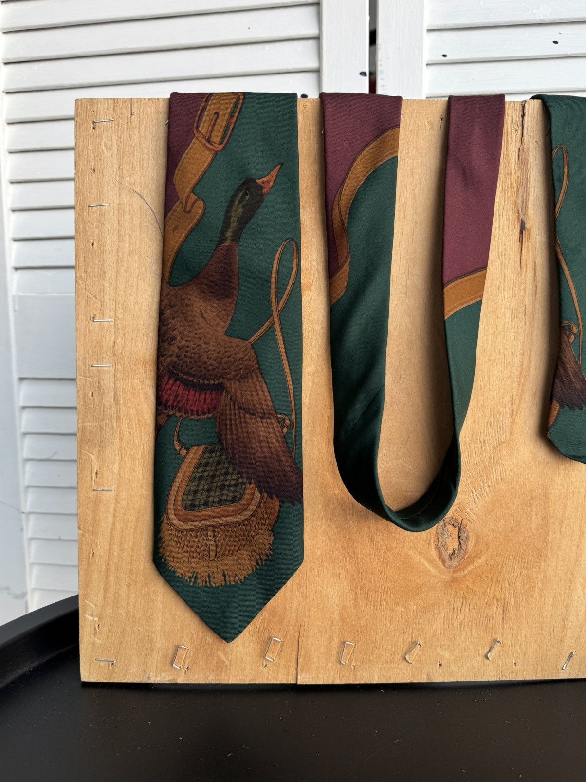 Polo Ralph Lauren Polo Ralph Lauren Silk Tie Duck Hunting Print Green Size ONE SIZE - 4 Thumbnail