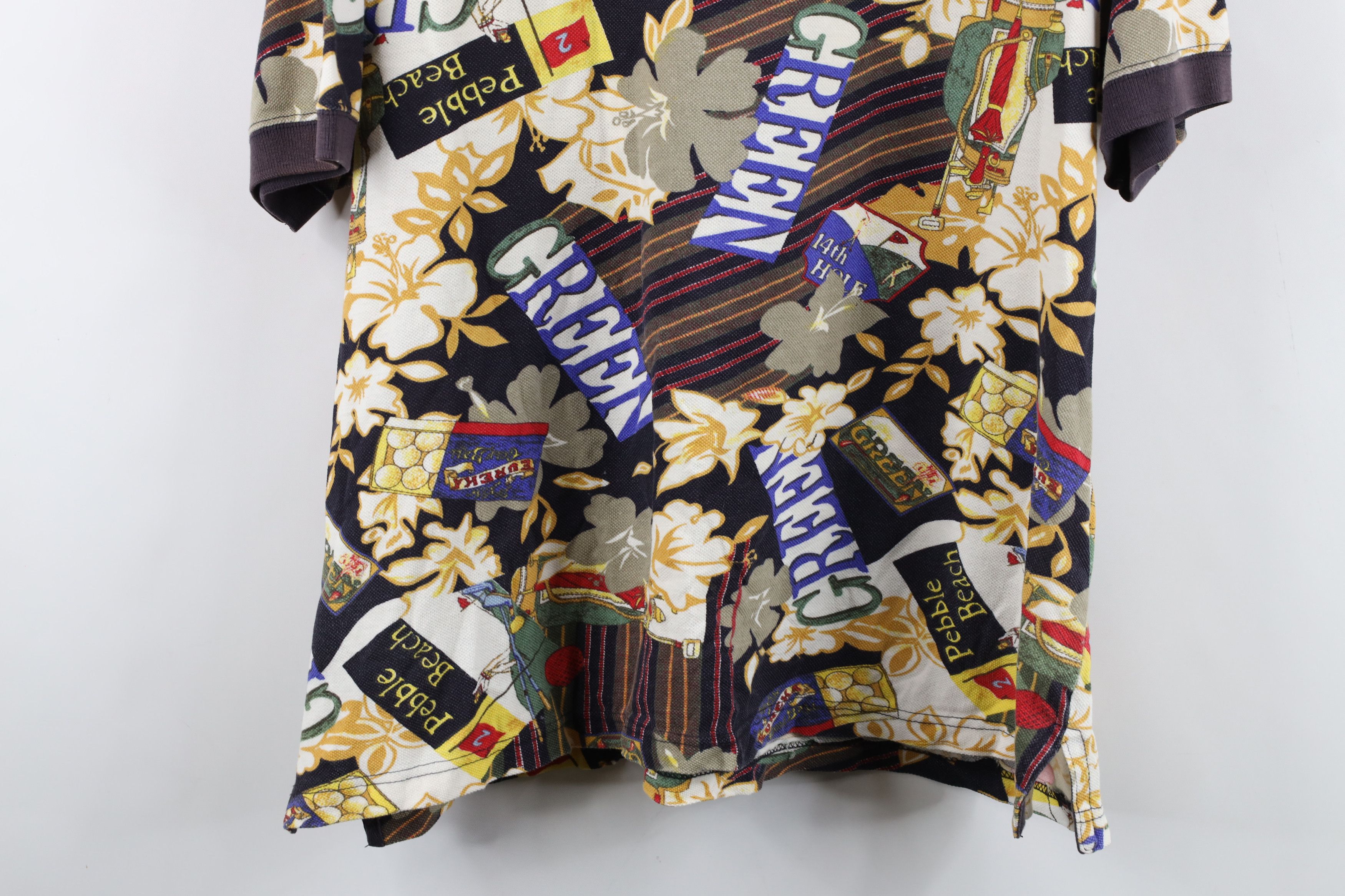 Vintage Vintage 90s Streetwear Print Flower Pebble Beach Golf Polo Size US M / EU 48-50 / 2 - 12 Thumbnail