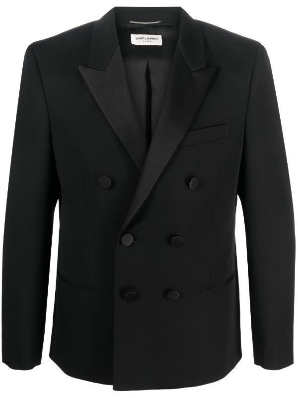 Saint Laurent Paris o1bcso1str1024 Veste 6 Boutons Jacket in Black Size US XL / EU 56 / 4 - 1 Thumbnail