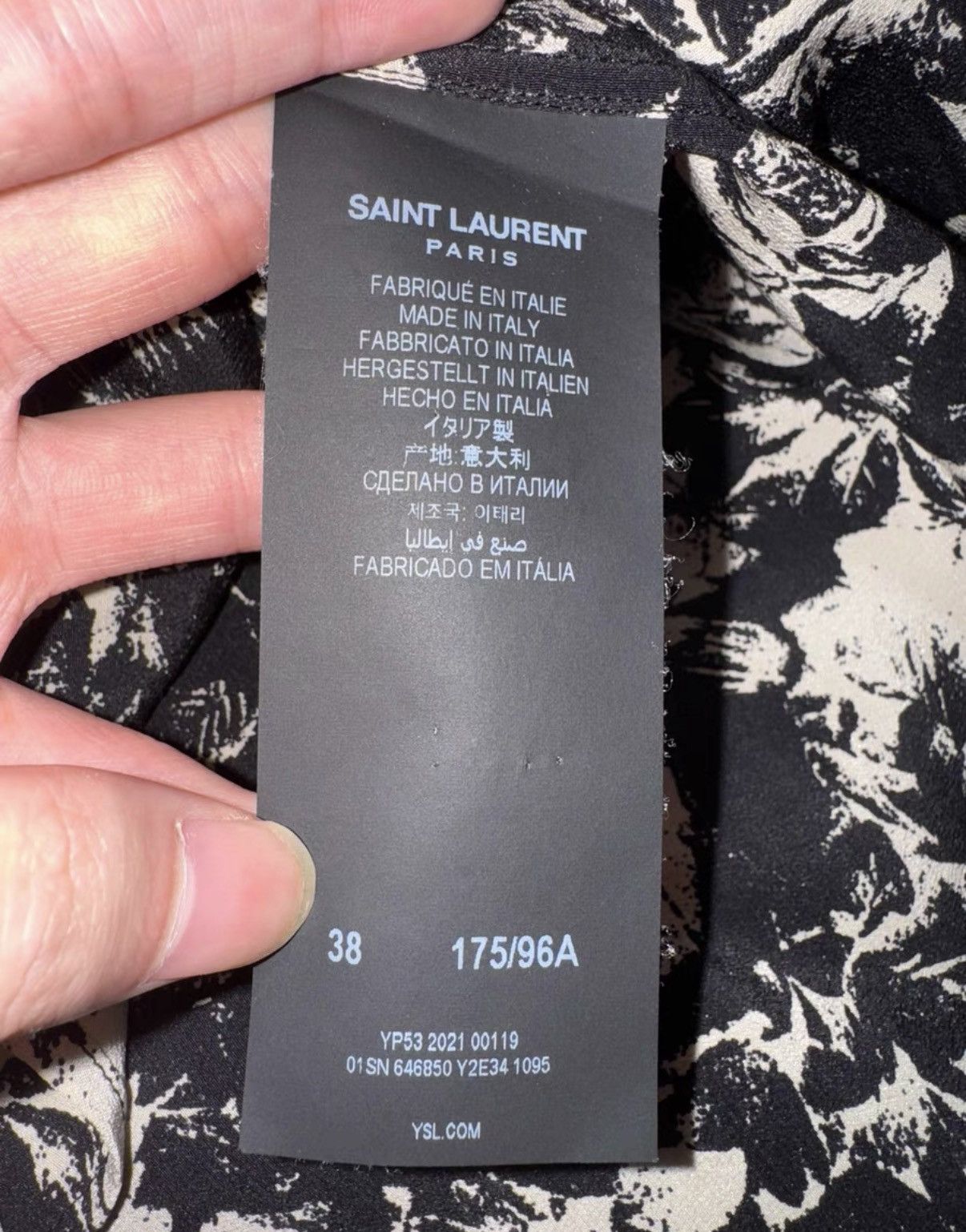 Saint Laurent Paris Saint Laurent 22SS Silk All-Over French Rose Print Shirt Size US L / EU 52-54 / 3 - 7 Thumbnail