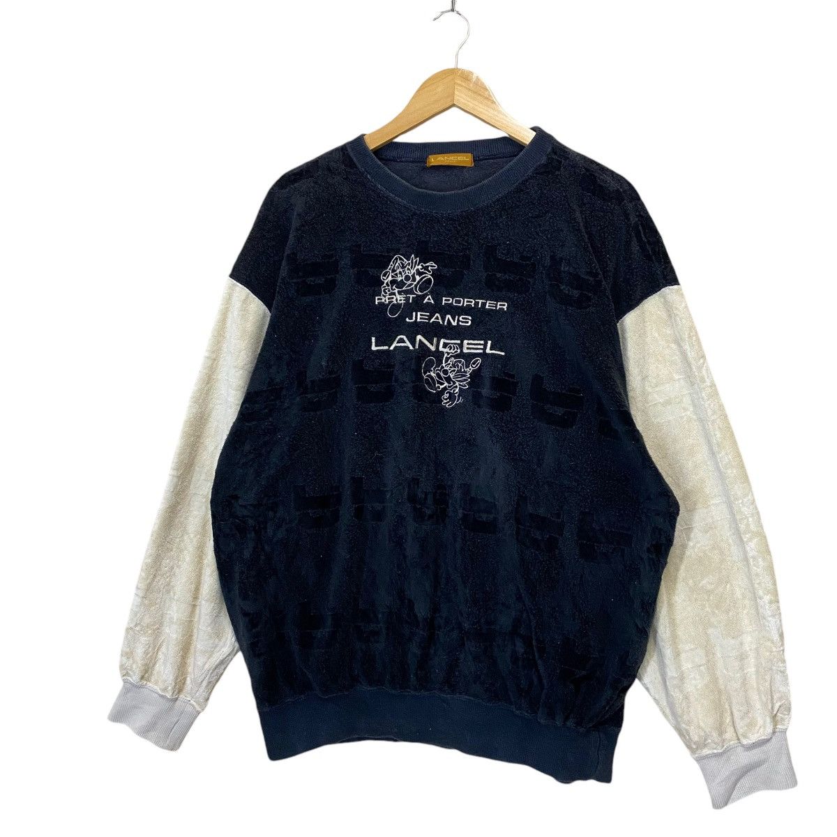 Japanese Brand Vintage 90’s Lancel Paris Big Logo Fleece Sweater Size US L / EU 52-54 / 3 - 3 Thumbnail