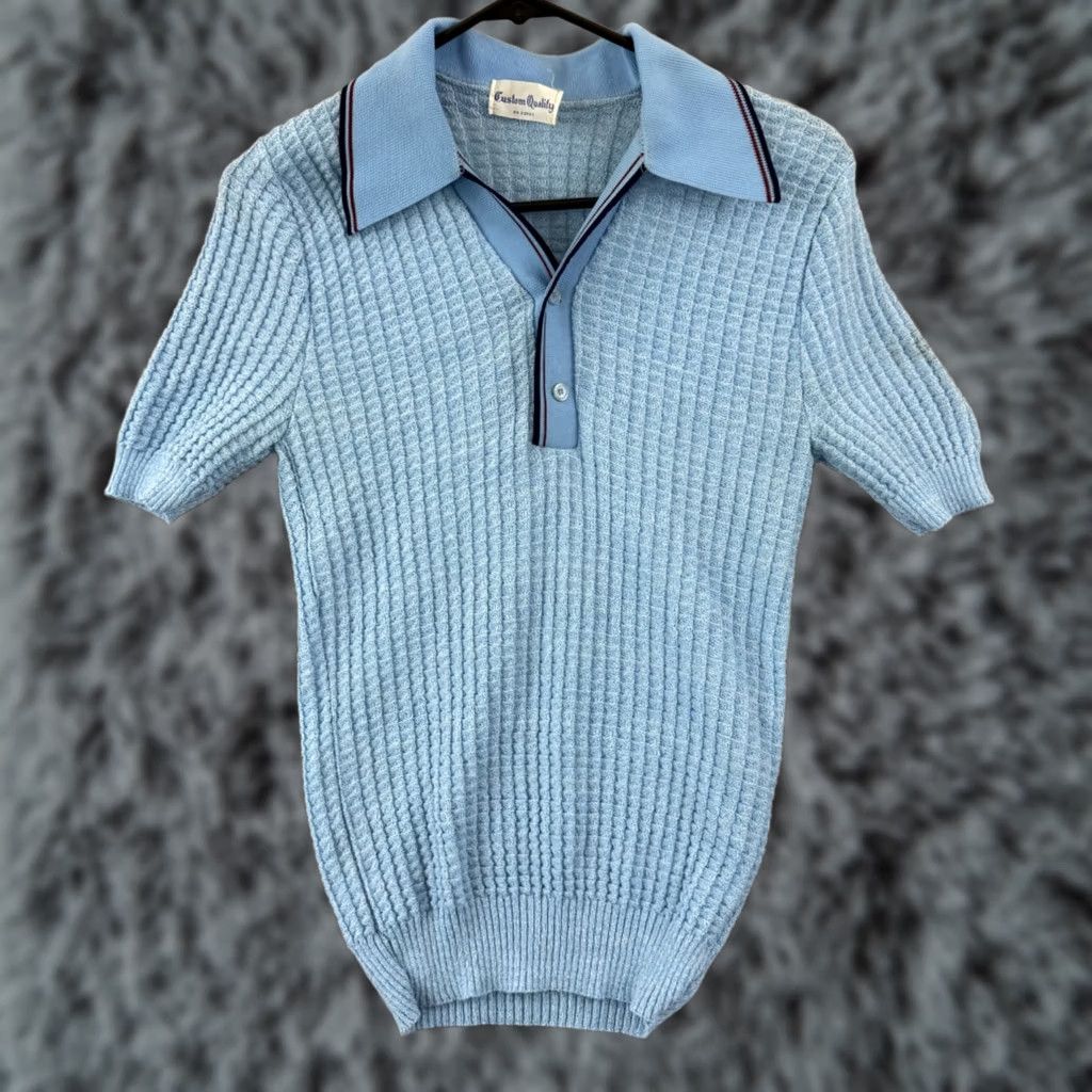 Vintage VINTAGE Custom Quality Shirt Womens Small Blue 60s Terry Cloth Button Size S / US 4 / IT 40 - 1 Thumbnail