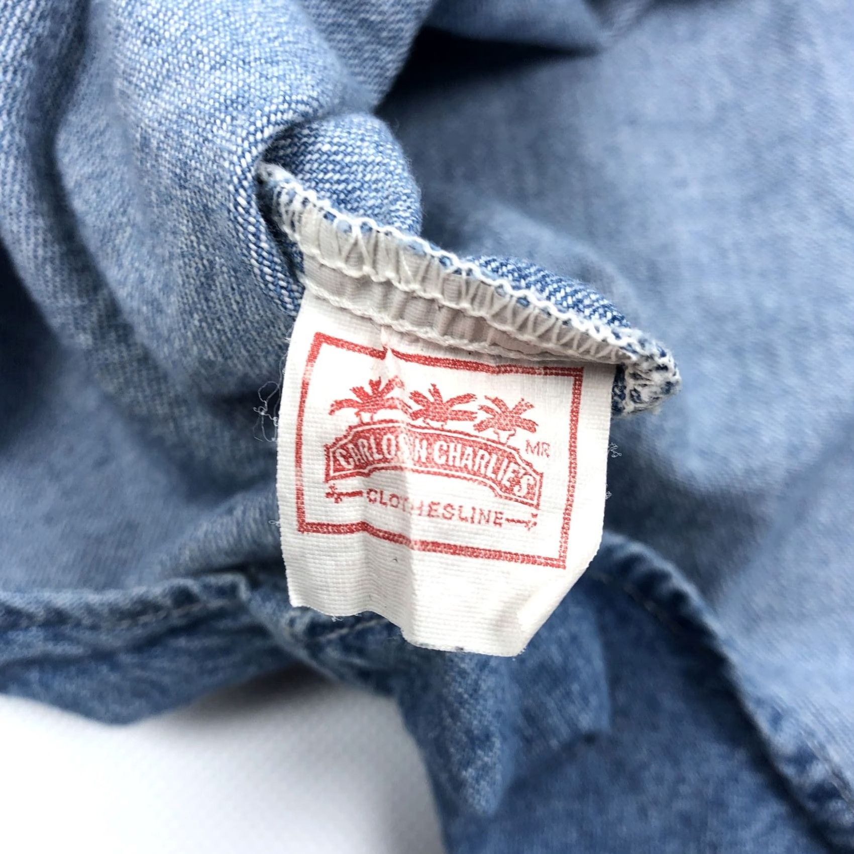 Denime VINTAGE Carlos n Charlies Clothesline Men's L Sleeveless Denim Button Down Shirt Size US L / EU 52-54 / 3 - 7 Thumbnail