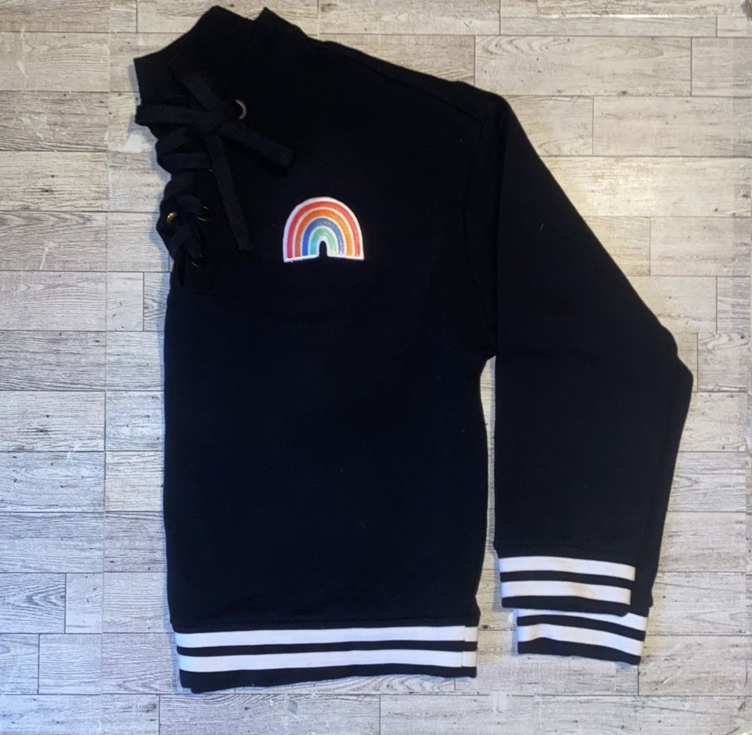 Other Custom, Rainbow Patchwork, Oversized, Lace Up Chest Sweater Size ONE SIZE - 10 Thumbnail