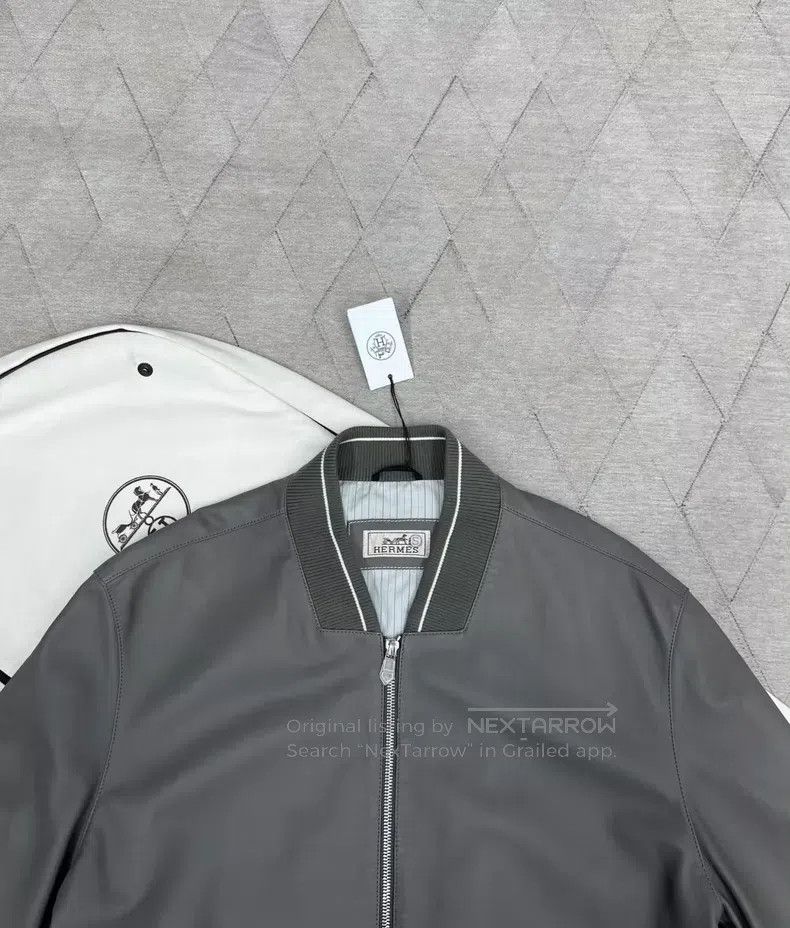 Hermes Hermes Elephant Grey Lamb Leather Baseball Jacket Size US S / EU 44-46 / 1 - 2 Thumbnail