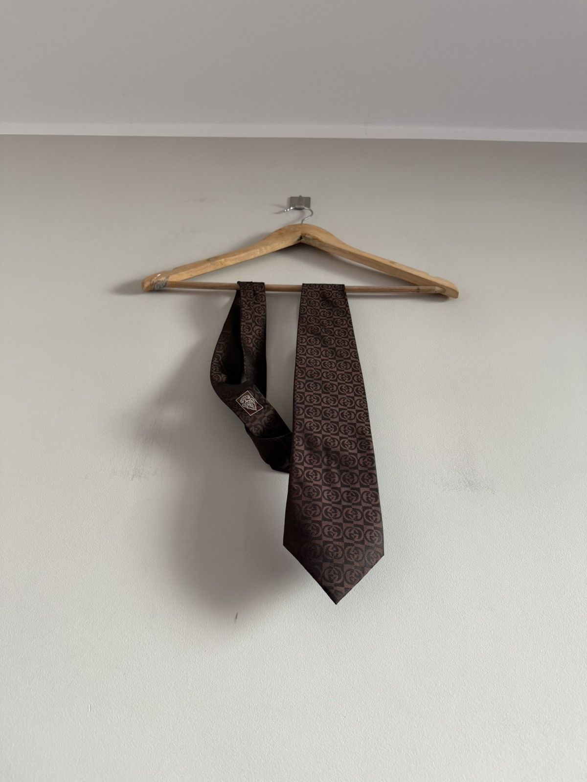 Gucci Gucci GG Monogram Silk Tie Brown Size ONE SIZE - 1 Thumbnail