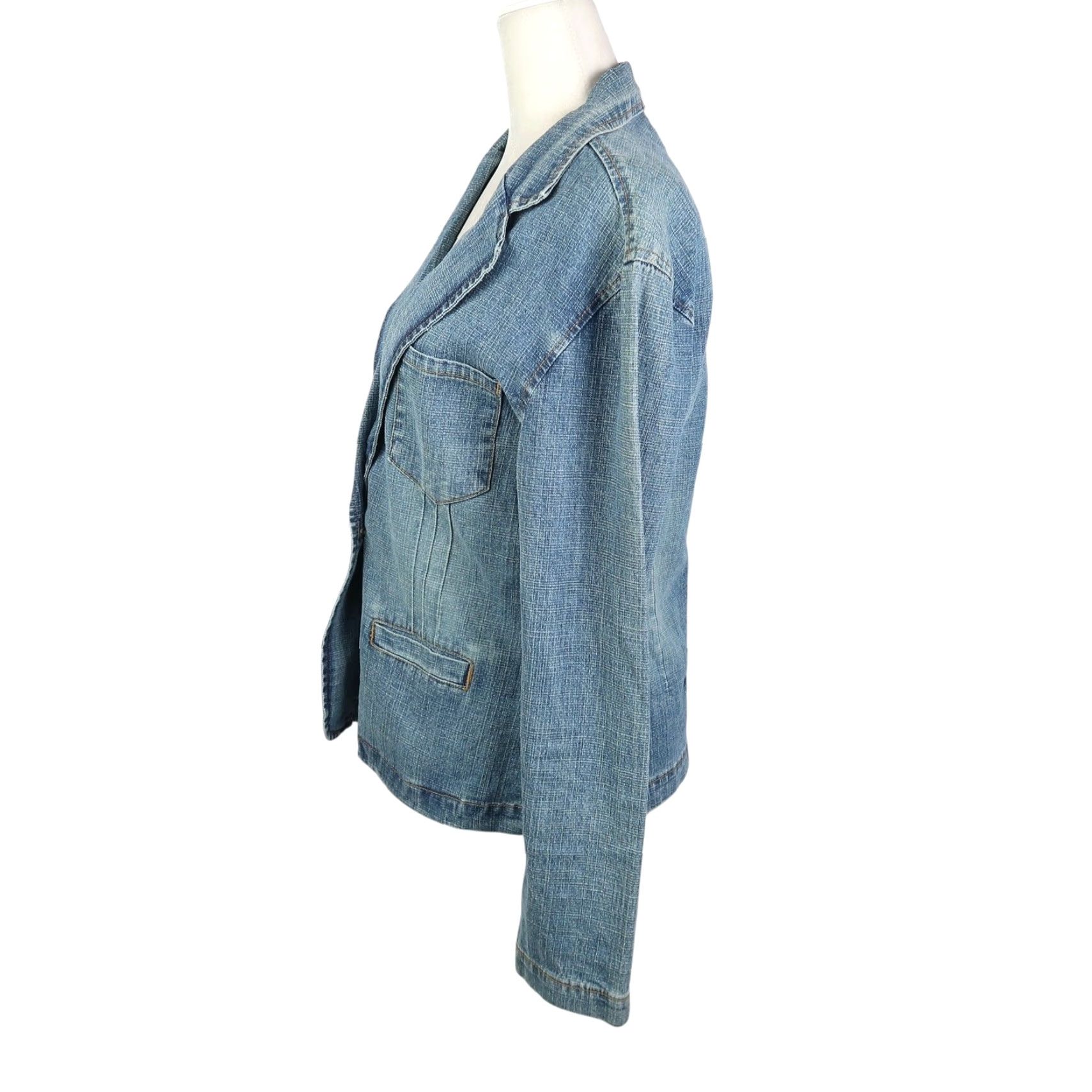 Vintage VINTAGE Star Jeans Denim Blazer Jacket M Women Blue 90s Casual Long Sleeve Button Closure Size 32" / US 10 / IT 46 - 3 Thumbnail