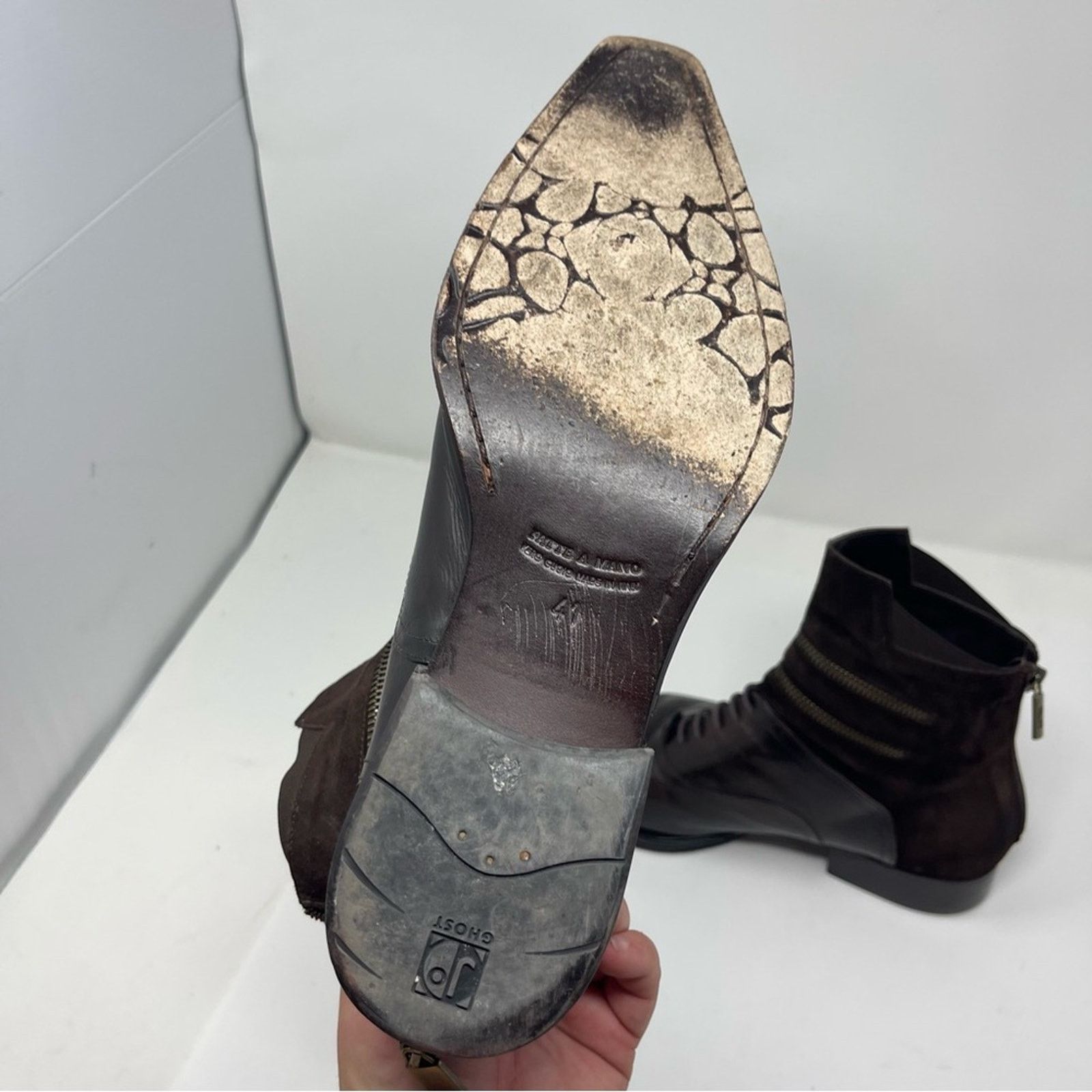 Jo Ghost Jo Ghost 3134 Brown 100% Leather Suede Back zip Boots Size US 8 / EU 41 - 9 Thumbnail