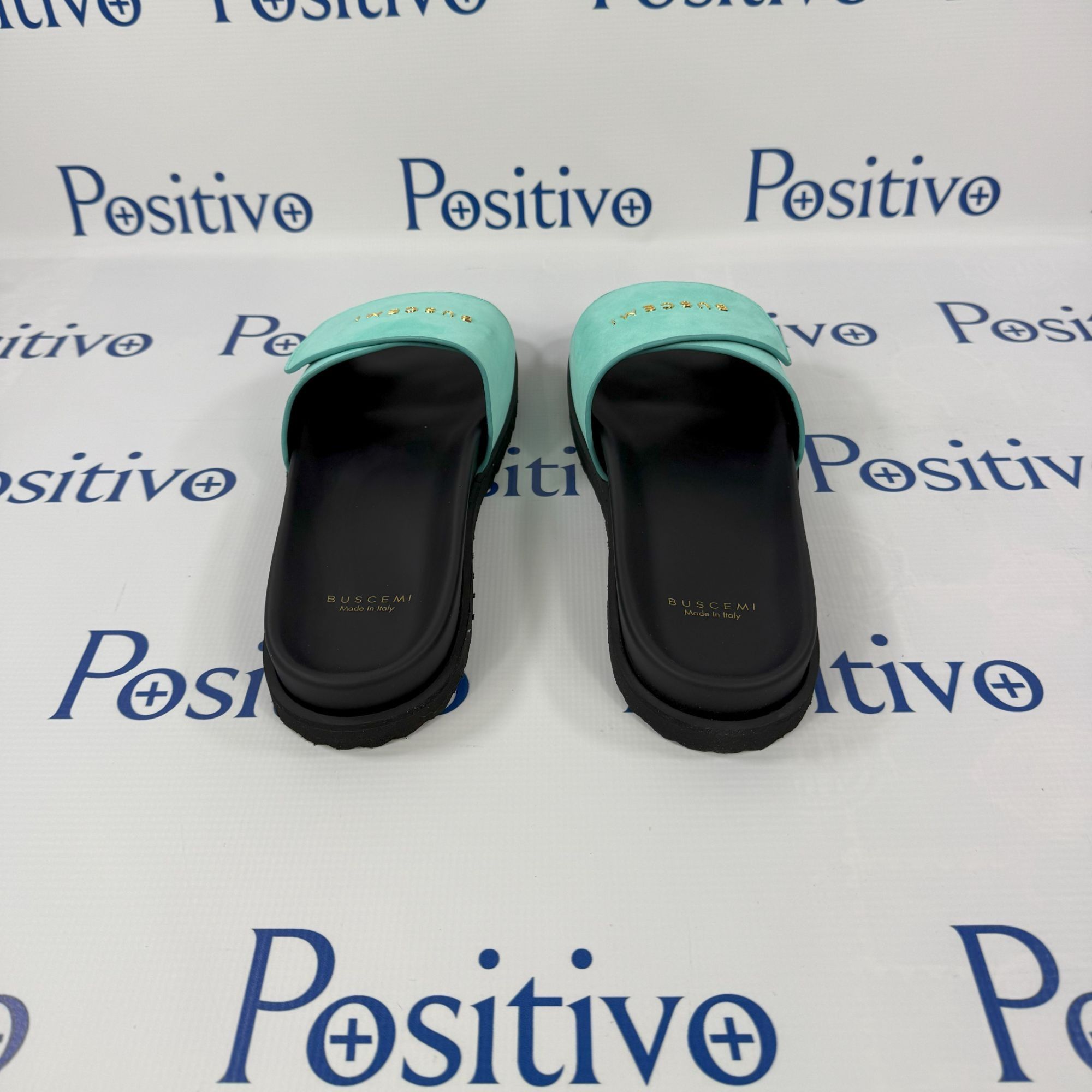 Buscemi Buscemi Scratch Slide Turquoise Leather Sandals US 8 EU 41 Size US 8 / EU 41 - 5 Thumbnail