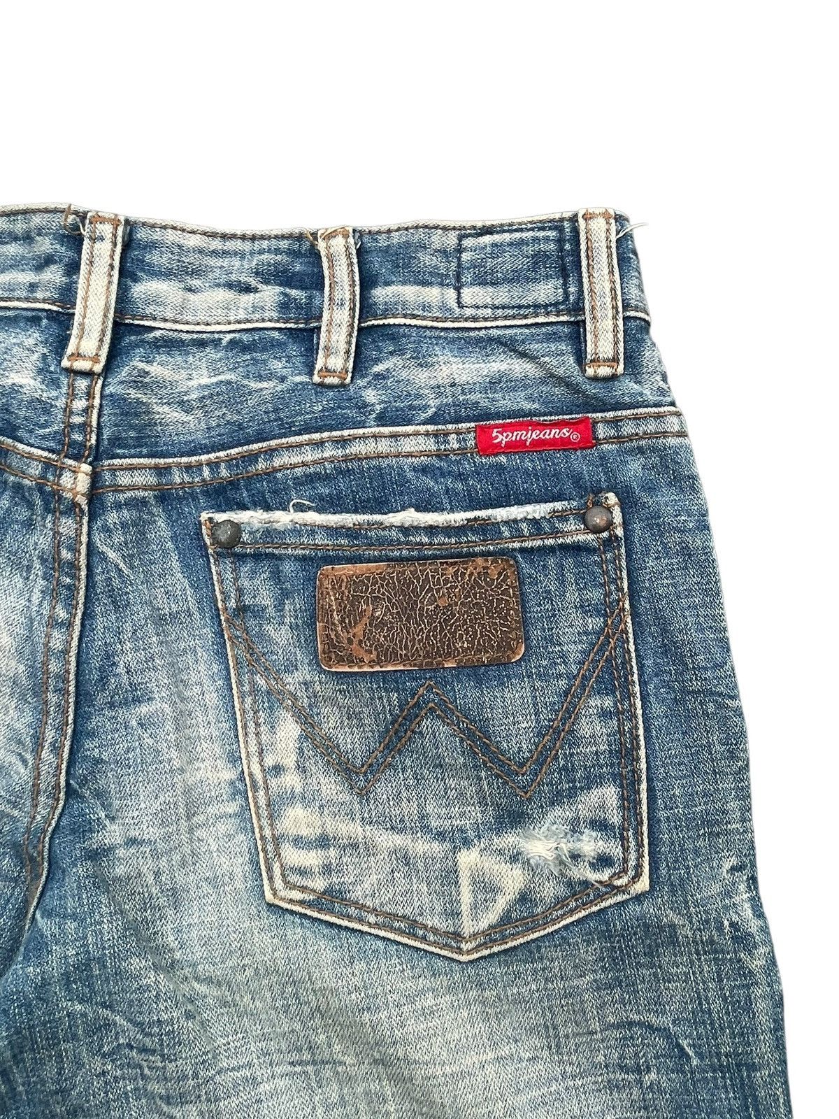 Japanese Brand Vintage Flare 5pm Jeans Distresed Denim Size 29" - 10 Thumbnail