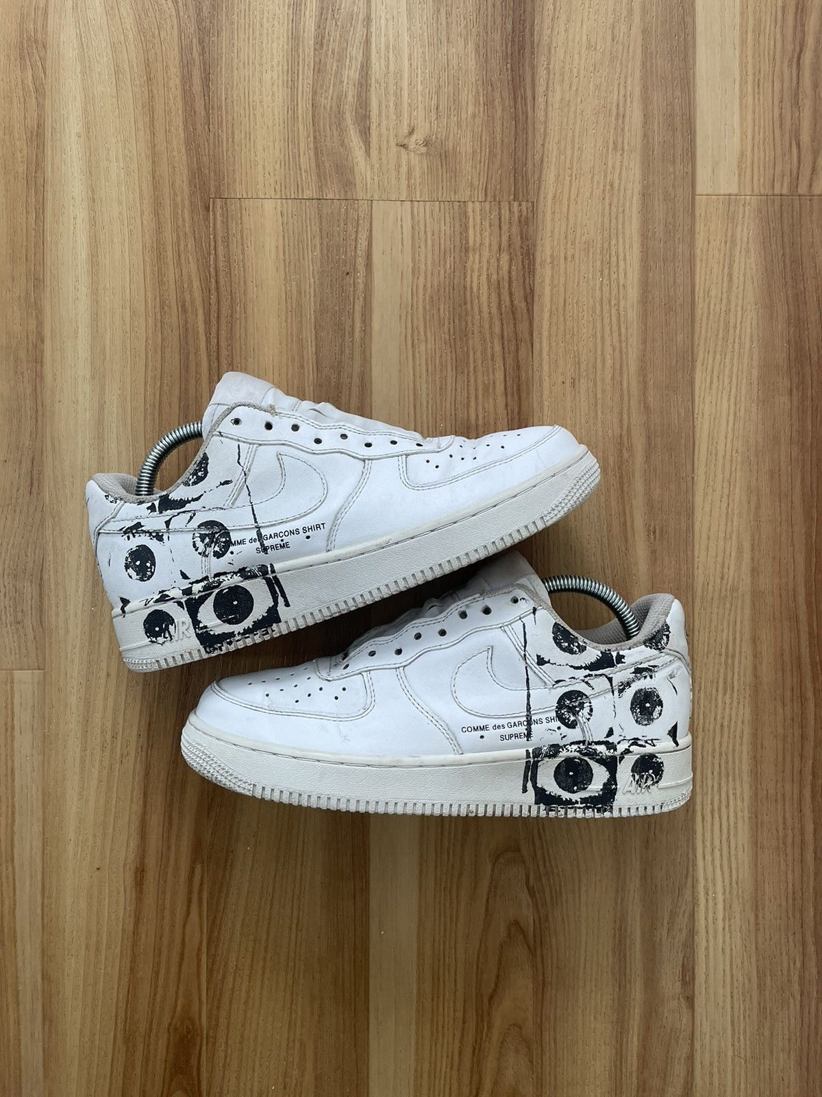 Pre-owned Comme Des Garçons X Nike Comme Des Garçons Nike Supreme Af1 Air Force 1 Eyes White Shoes (size 7)