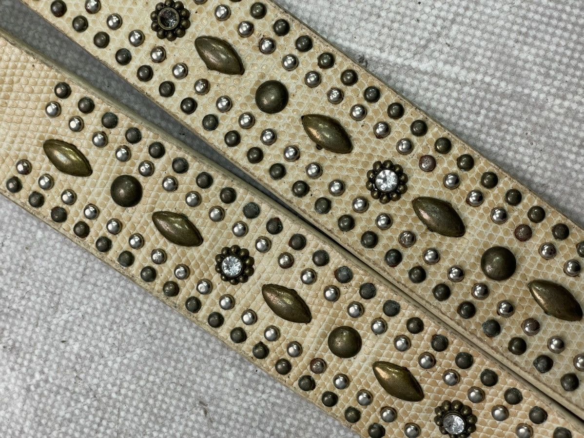 Japanese Brand Rare leather Dior style studded rhinestones punk belt y2k Size ONE SIZE - 8 Thumbnail