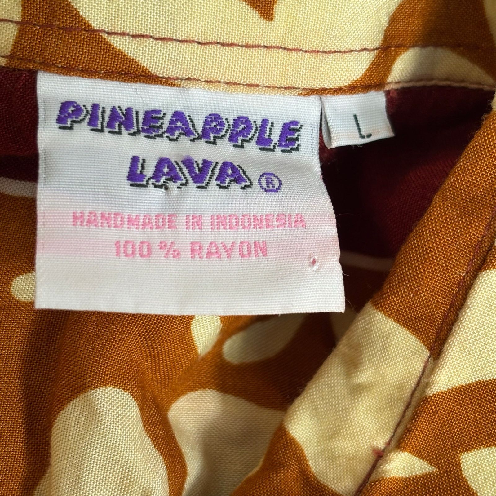 Vintage Vintage 90s Pineapple Lava Rust Burgundy Hibiscus Floral Top Size US L / EU 52-54 / 3 - 8 Thumbnail